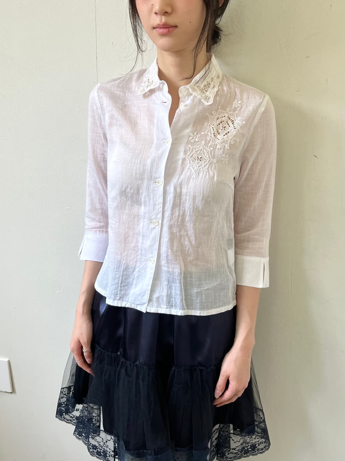 VERRE SEC 화이트 린넨 셔츠 상품이미지5