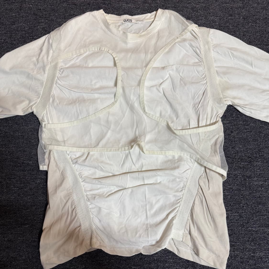 오호스 메쉬 밴드 롱슬리브 티셔츠 화이트 상품이미지2