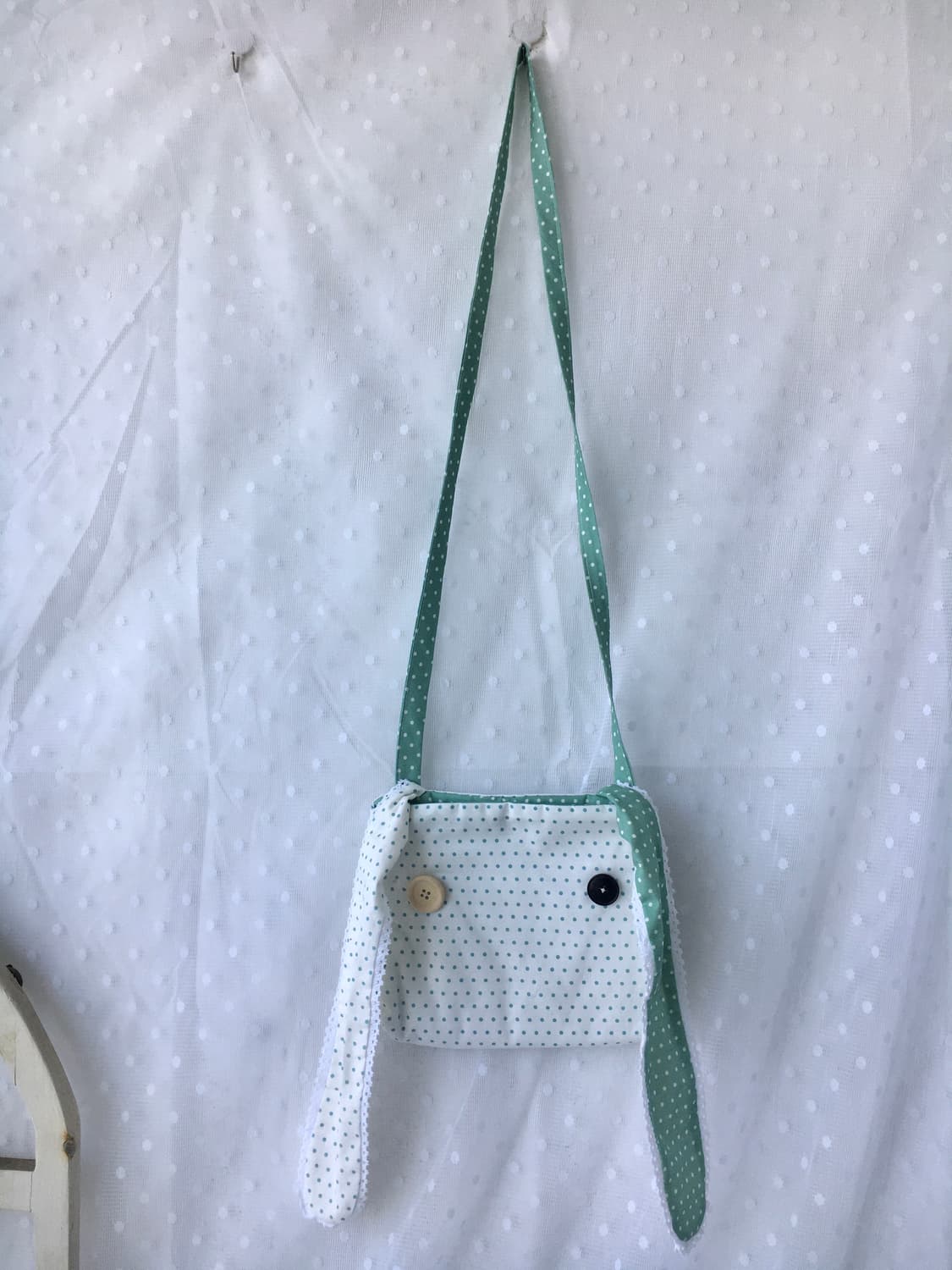 [HANDMADE] 핸드메이드 민트 도트 토끼 크로스백 모리걸 상품이미지5