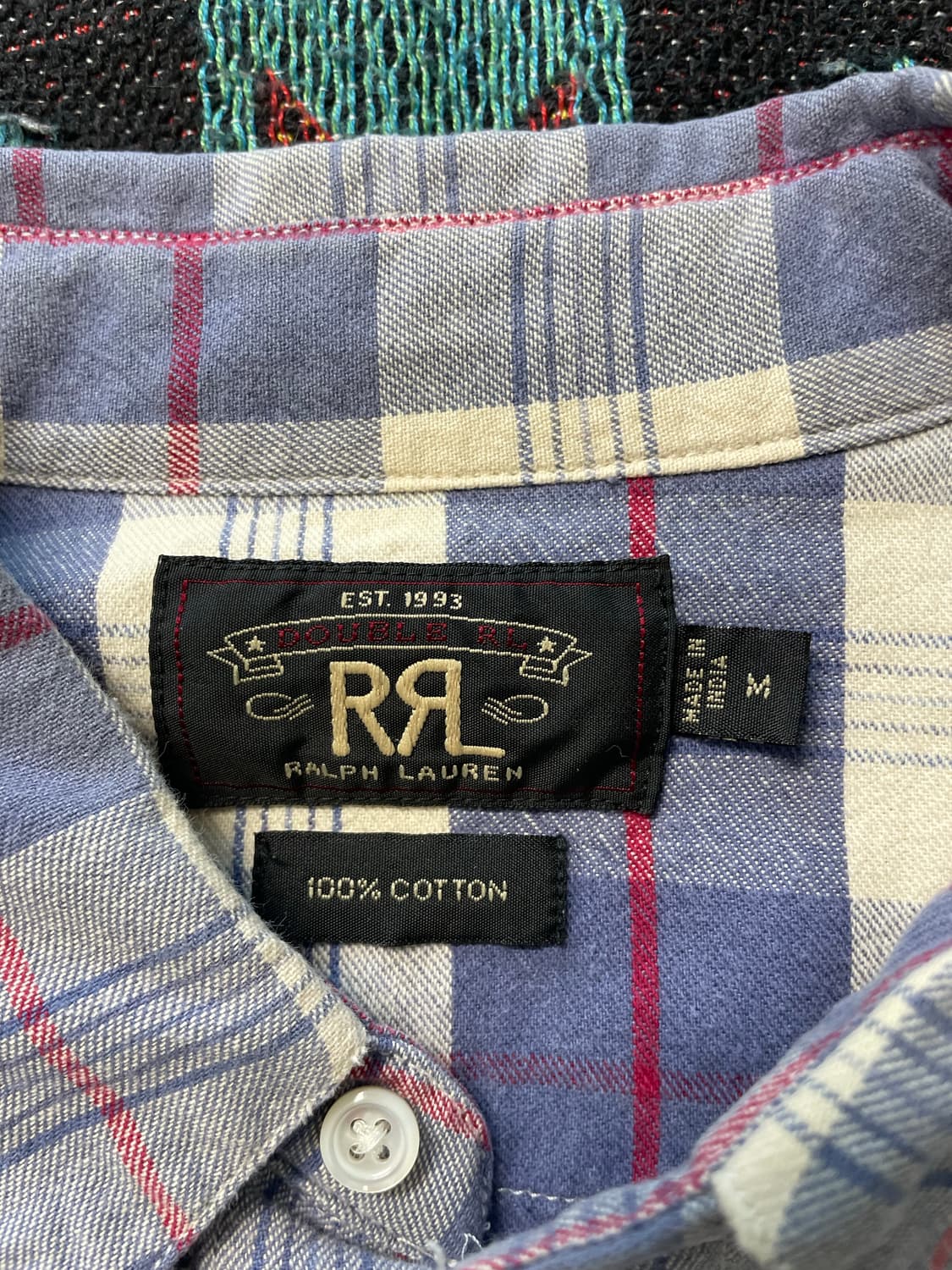 RRL 블루 체크 웨스턴 셔츠(M) 상품이미지3