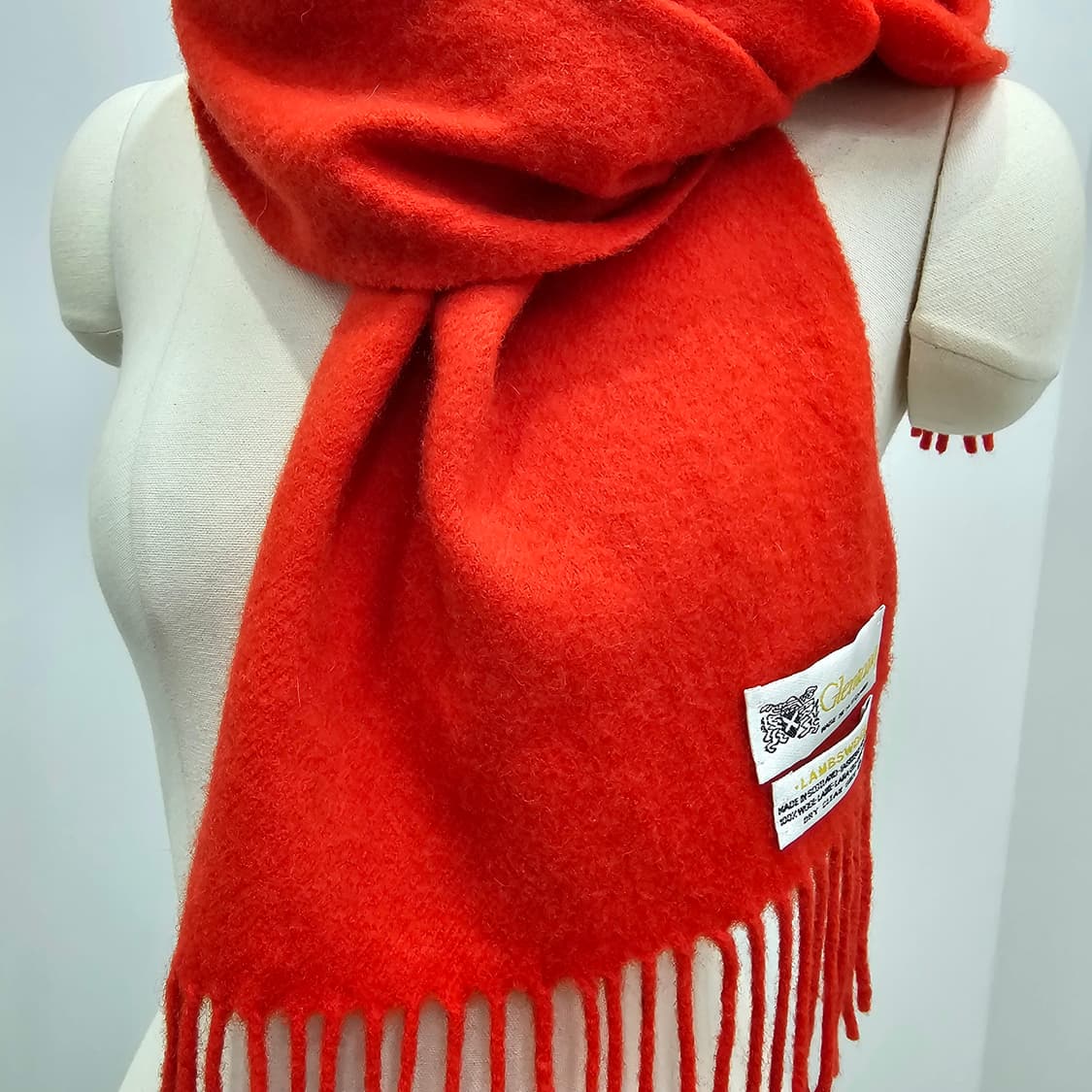 스코틀랜드산 울 100% 주황빛 롱 머플러 남녀공용 상품이미지5