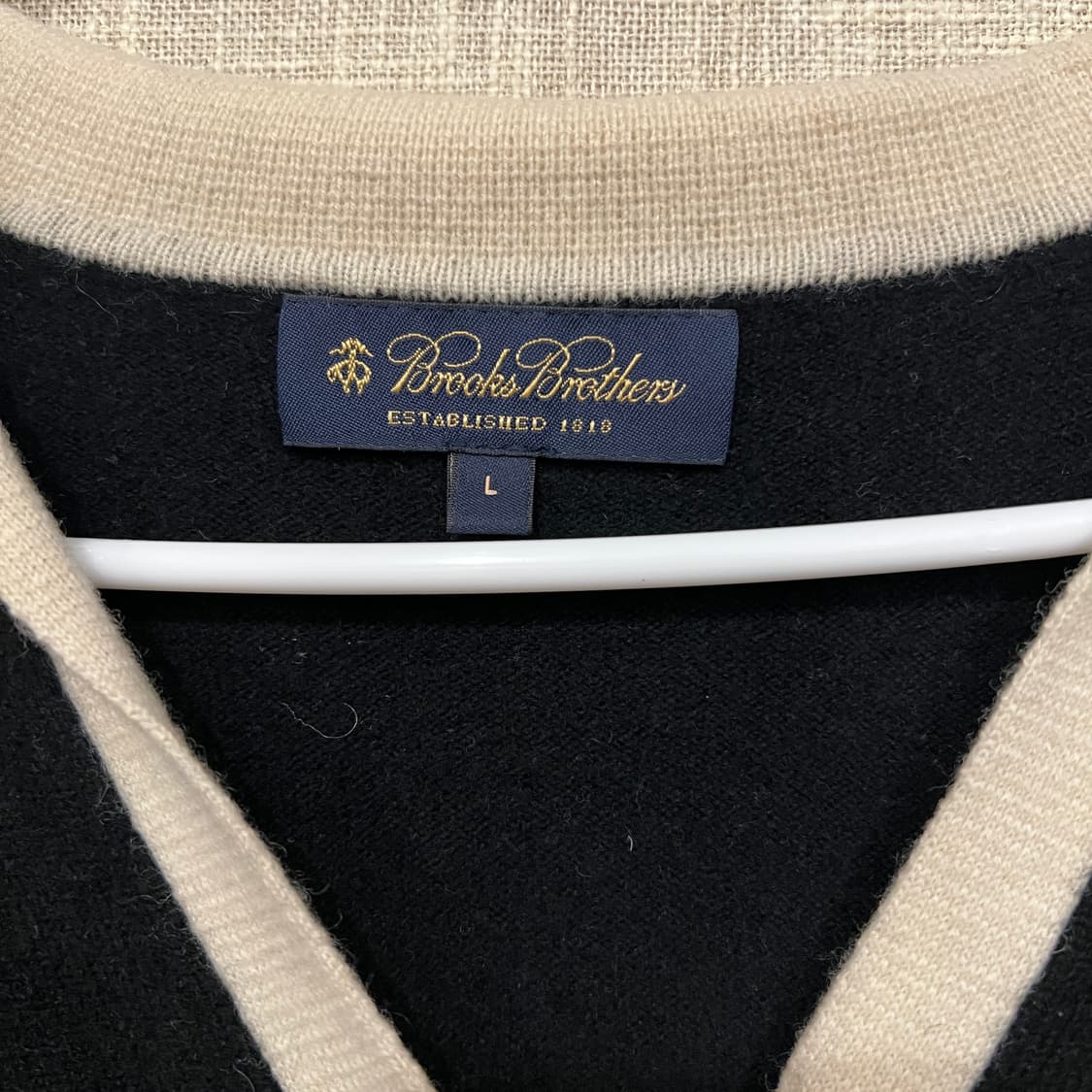 브룩스 브라더스 울캐시미어 오픈카라 니트 L (w) 블랙 상품이미지3