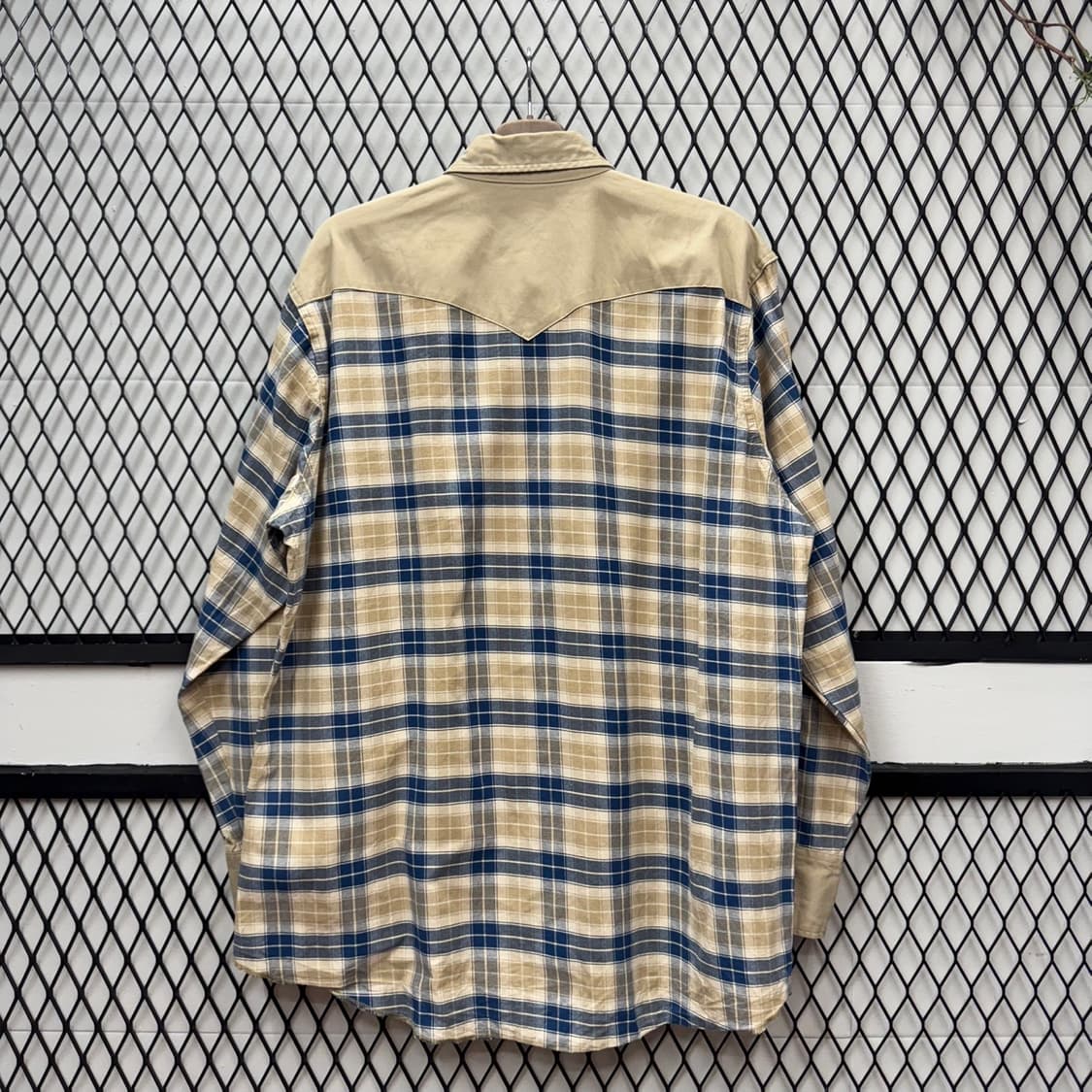 랭글러 플란넬 웨스턴 셔츠 빅 사이즈 체크 패턴 브라운 블루 상품이미지2