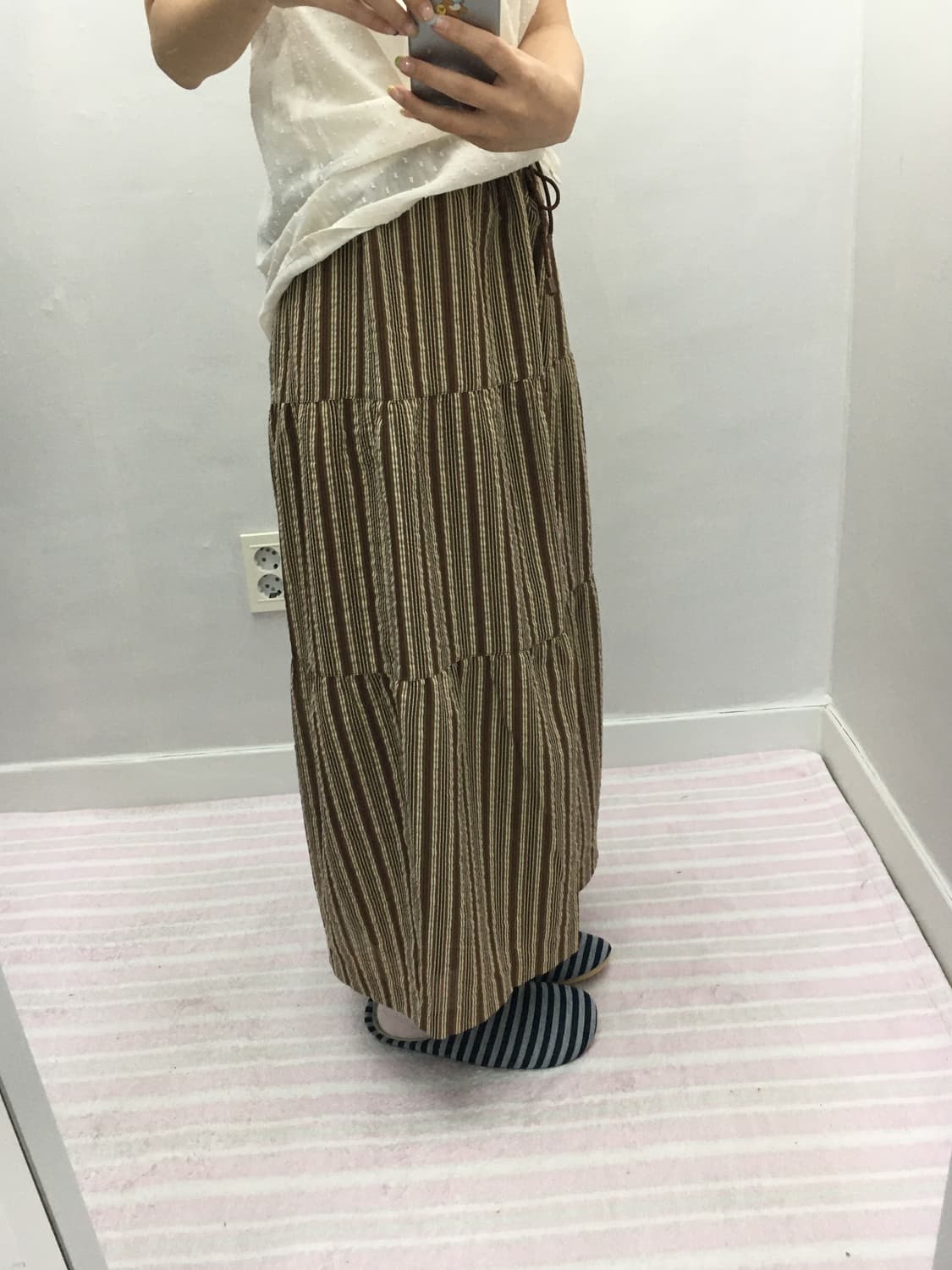 브라운 스트라이프 스커트 상품이미지5