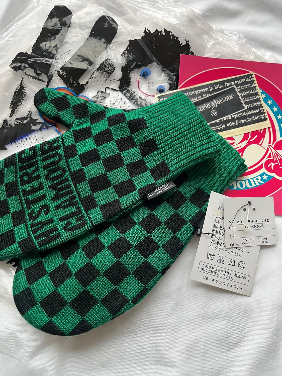 (새상품)히스테릭 글래머 아카이브 체커보드 니트 목도리 머플러 장갑 세트 상품이미지8