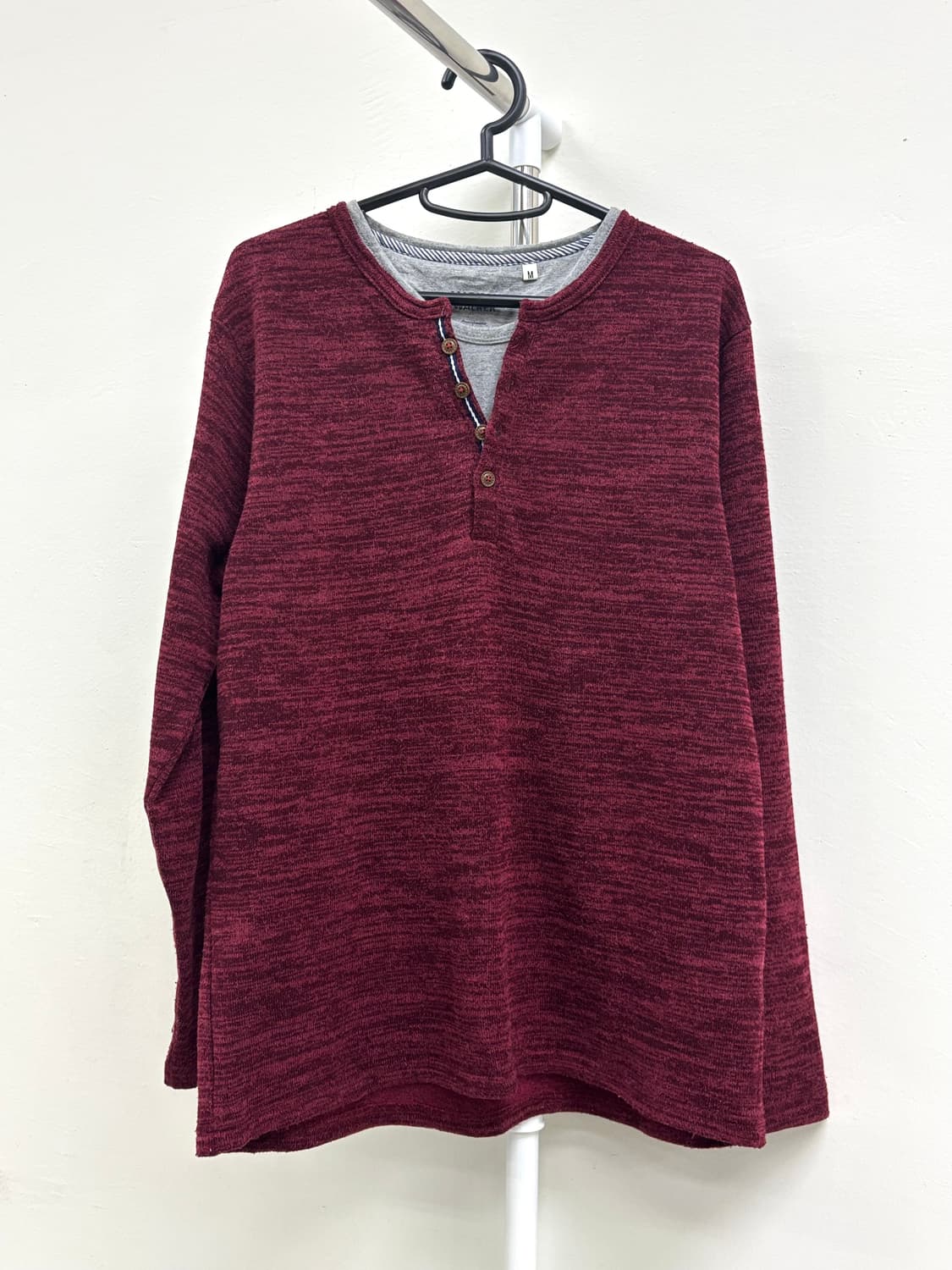 빈티지 락시크 버건디 헨리넥 롱슬리브 y2k 상품이미지5