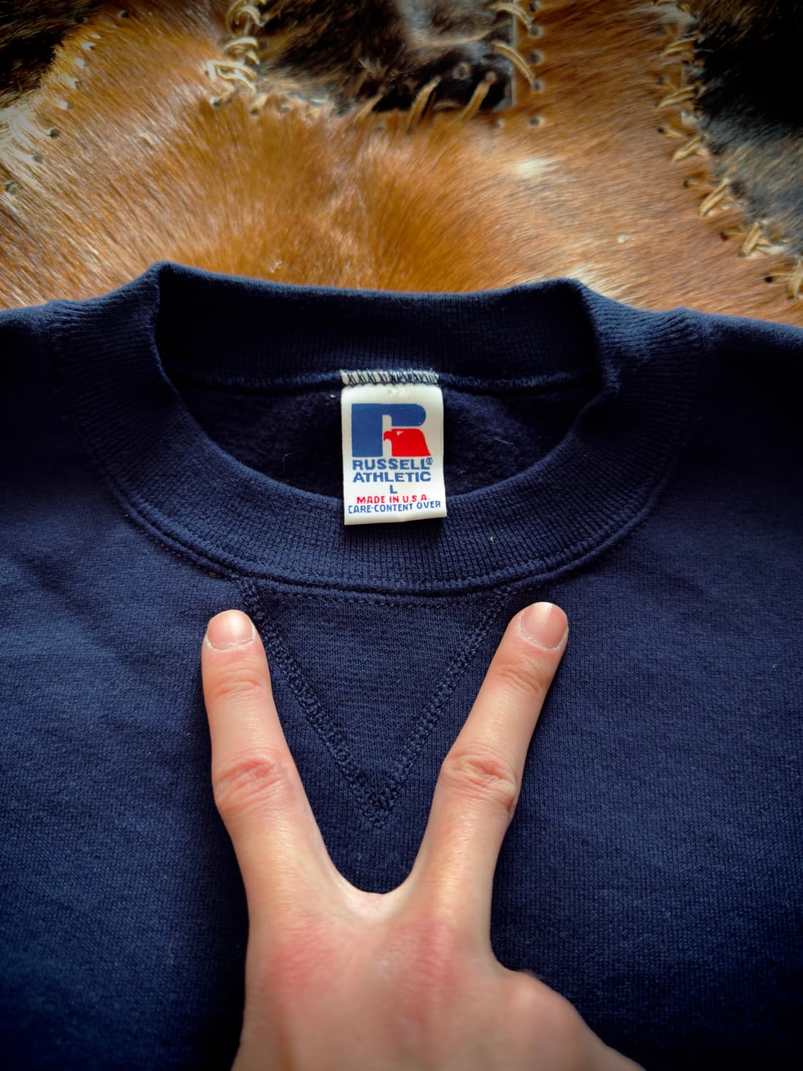 90S USA Russell Navy Sweatshirt 상품이미지4