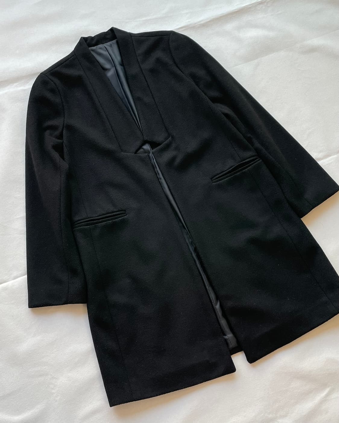 미니멀 절개 디테일 코트 자켓 블랙 상품이미지2