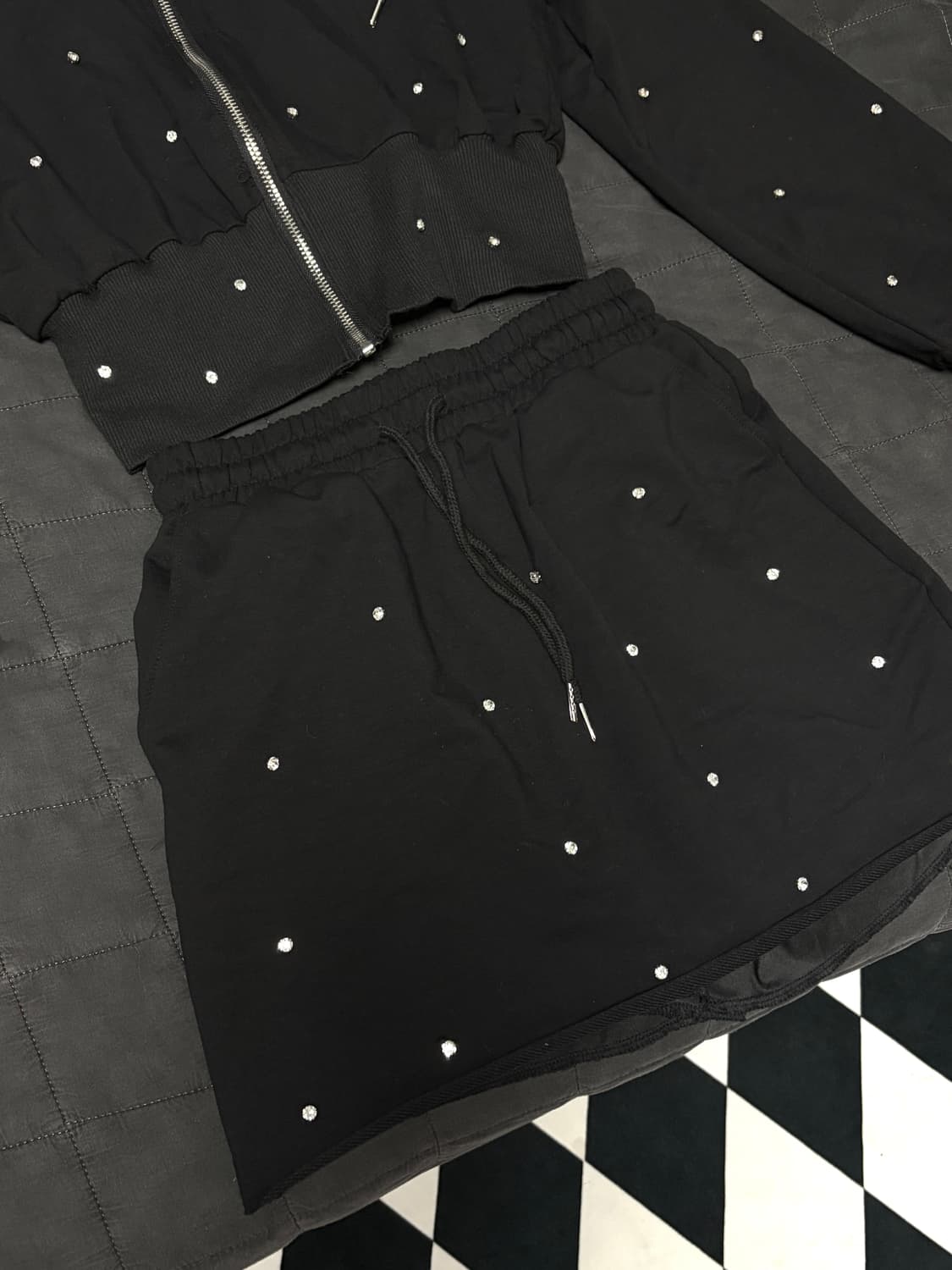 큐빅 셋업 후드집업 갸루 베메클 걸즈레코드 빈티지 미니스커트 상품이미지3