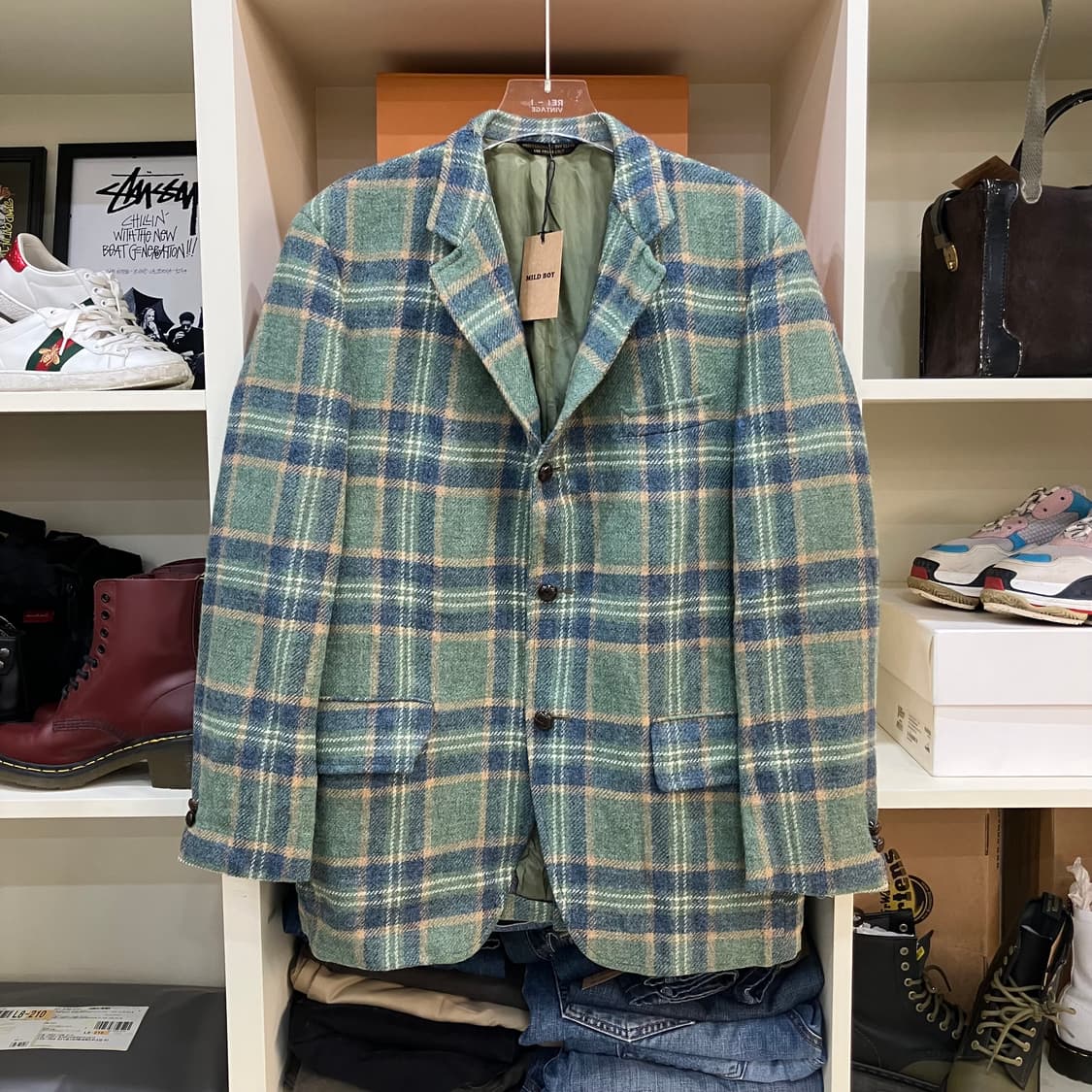 VTG 싱글버튼 울 체크 블레이저 상품이미지1