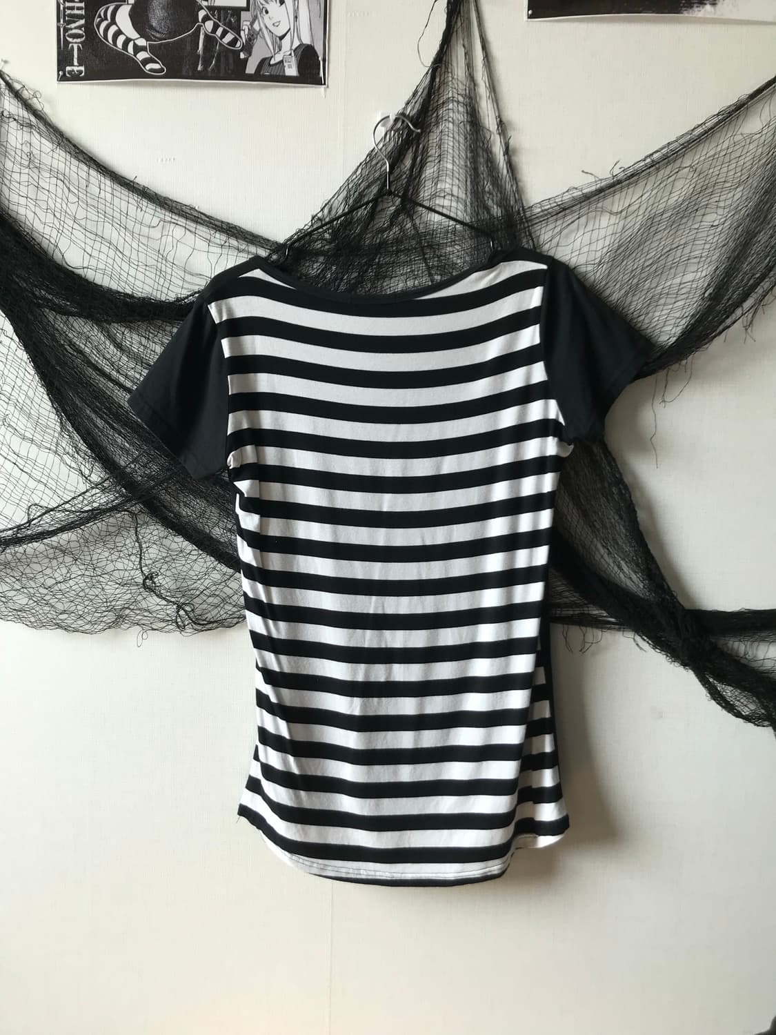 Punk mood stripe printing halfsleeve   상품이미지3