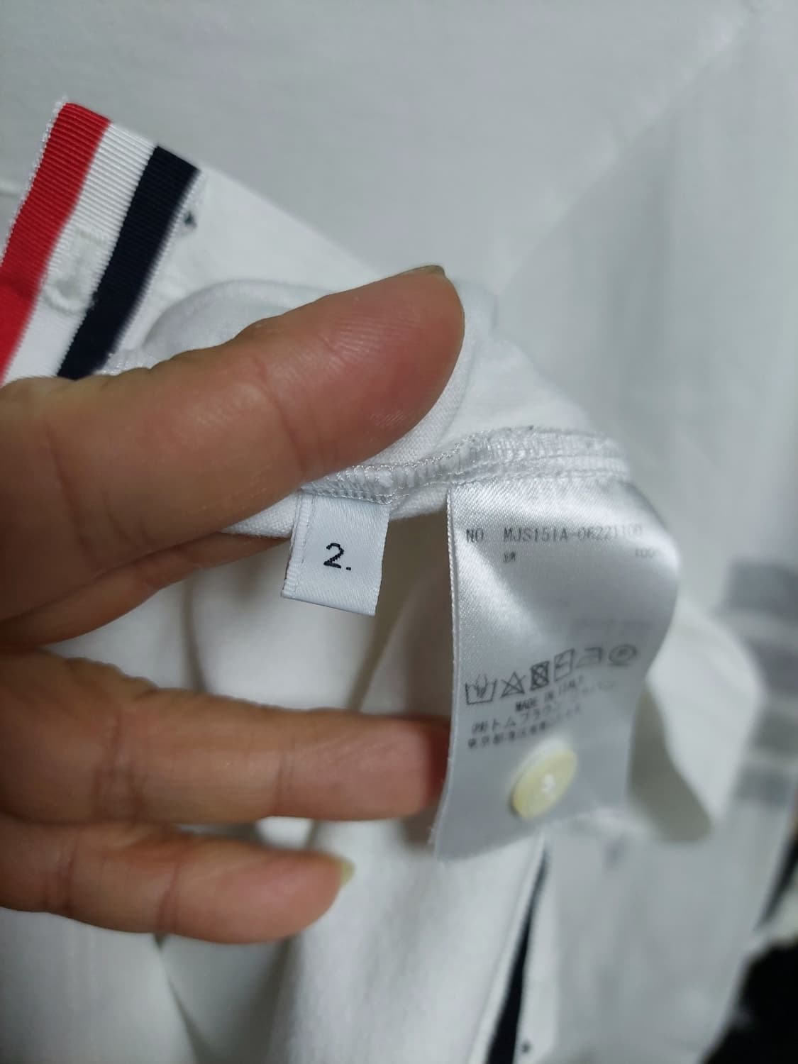 톰브라운 사선 완장 흰색 롱슬리브 정품검수완료 실측100 상품이미지8