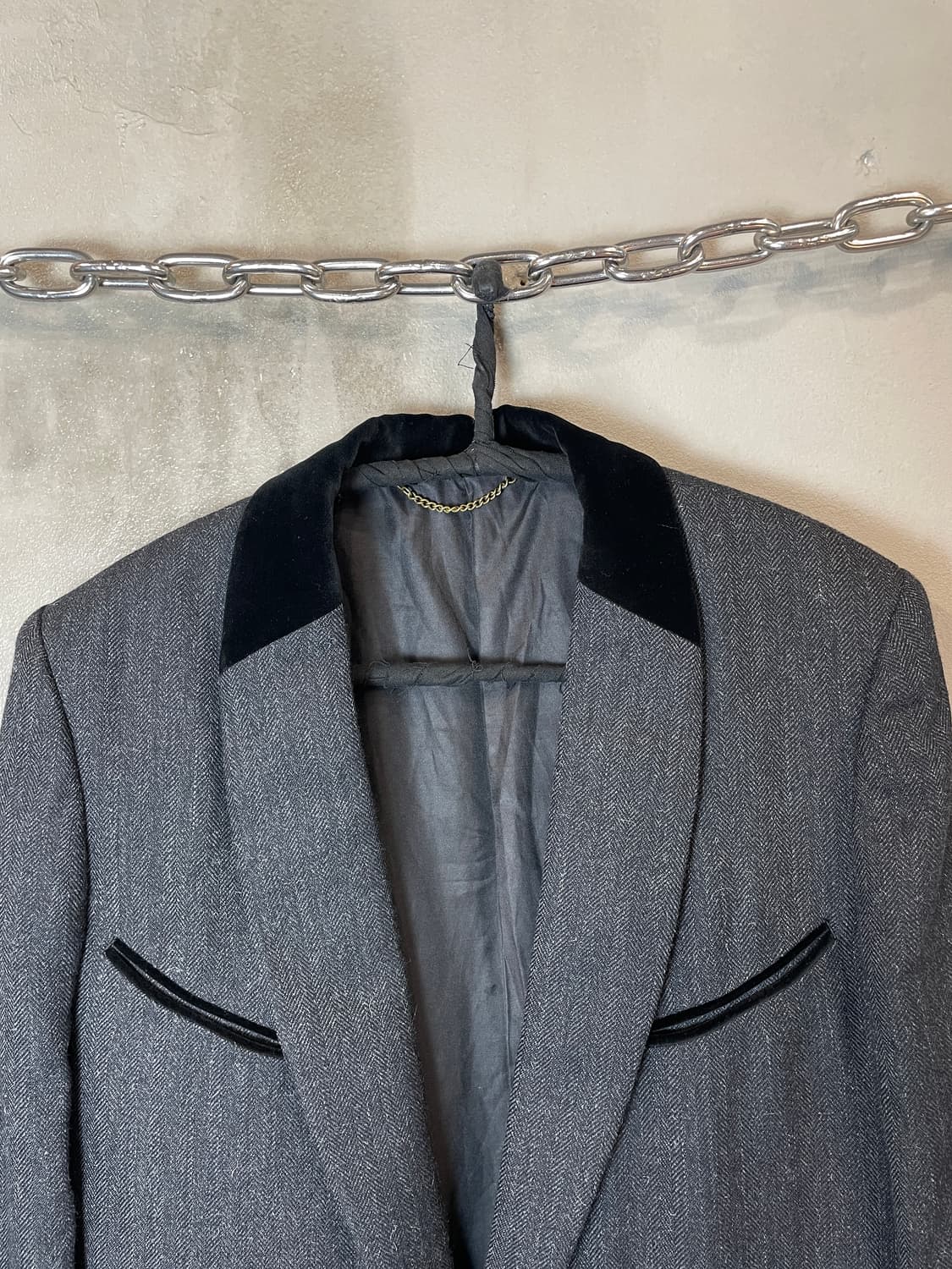 언유즈드 벨벳 트림 체스터 롱 자켓 상품이미지3