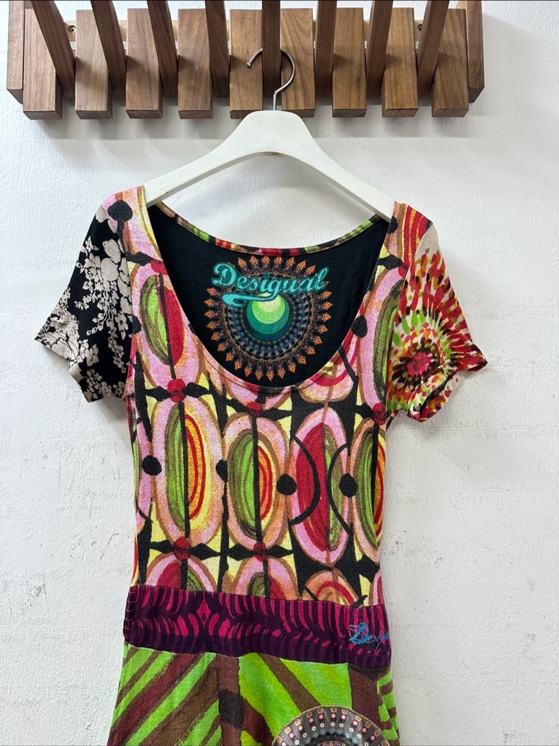 데시구알 Desigual 에스닉 패턴 패치워크 반팔 원피스 상품이미지2