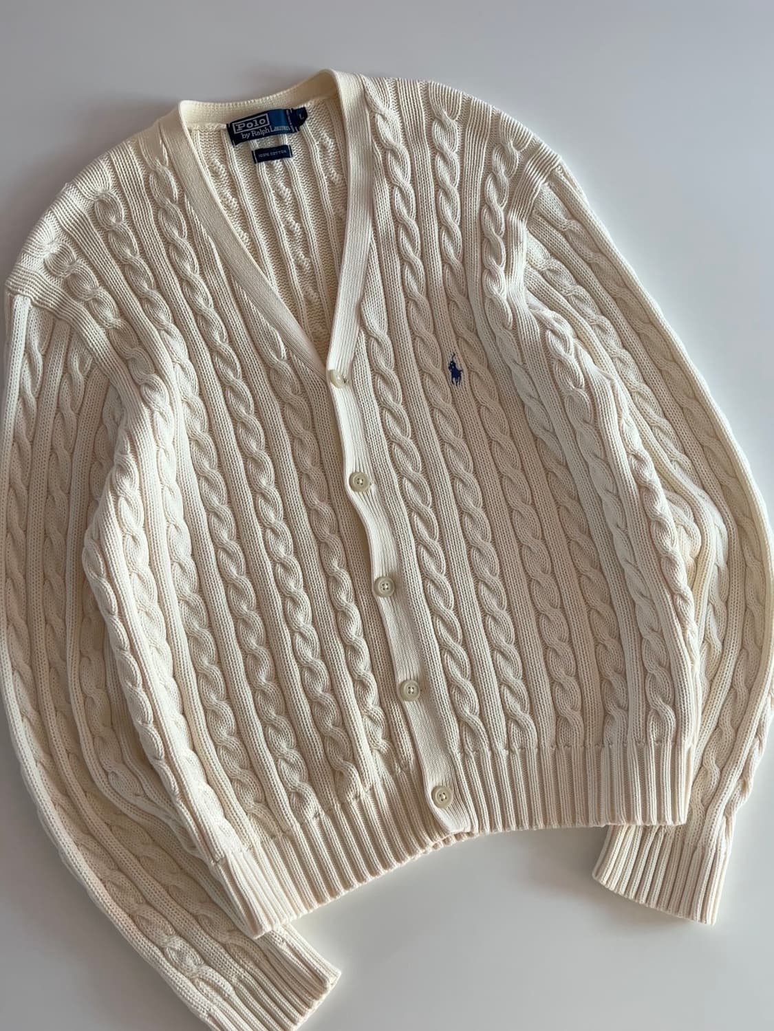 폴로 랄프로렌 아이보리 케이블 니트 가디건 L 상품이미지2
