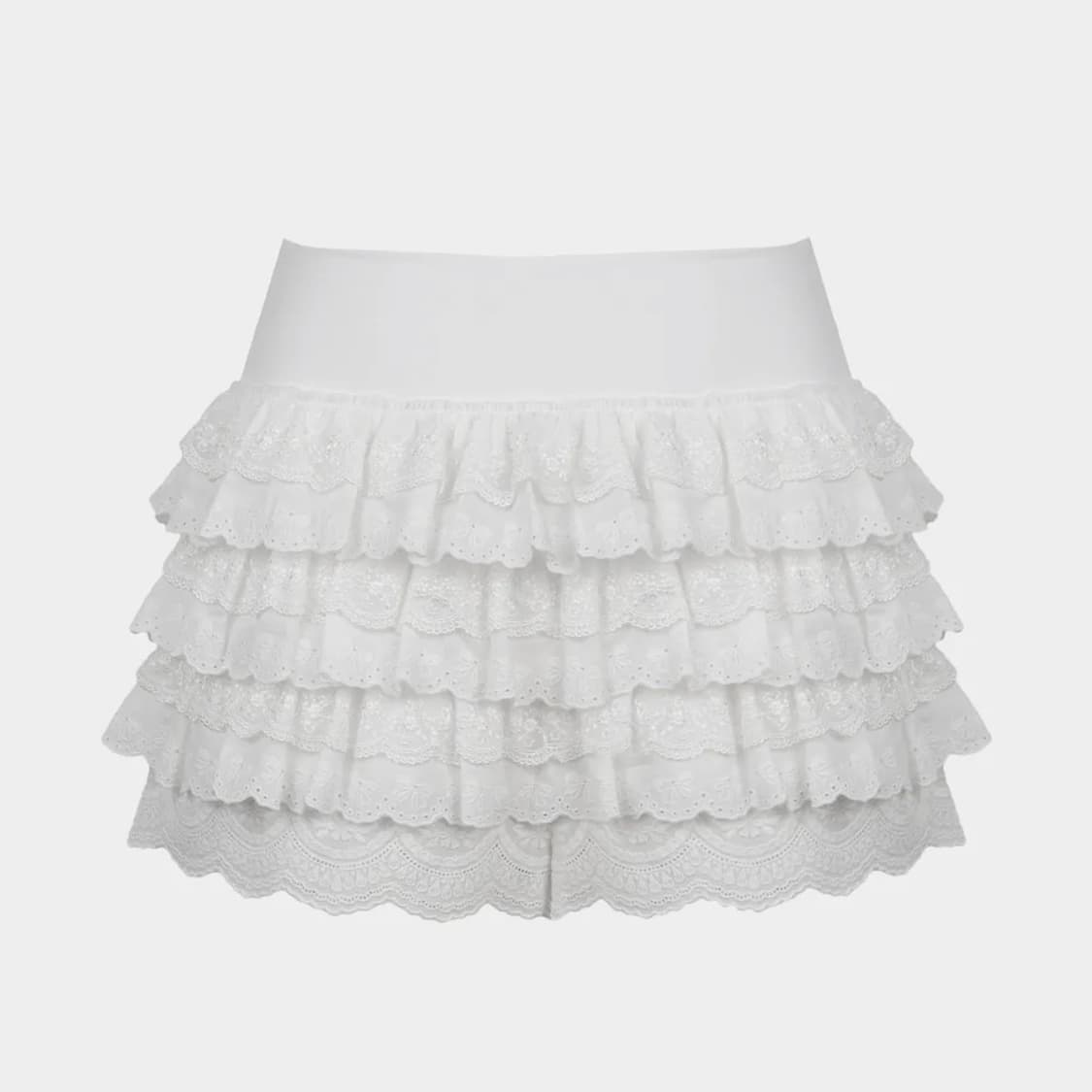 러프넥 레이스 튜튜 팬츠 스커트 화이트 상품이미지2