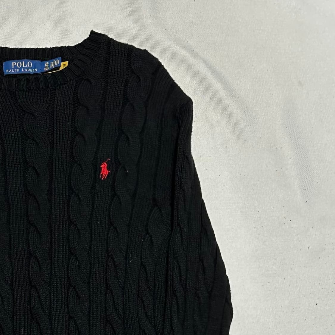 XS 폴로랄프로렌 레드 포니 블랙 케이블 니트 상품이미지1
