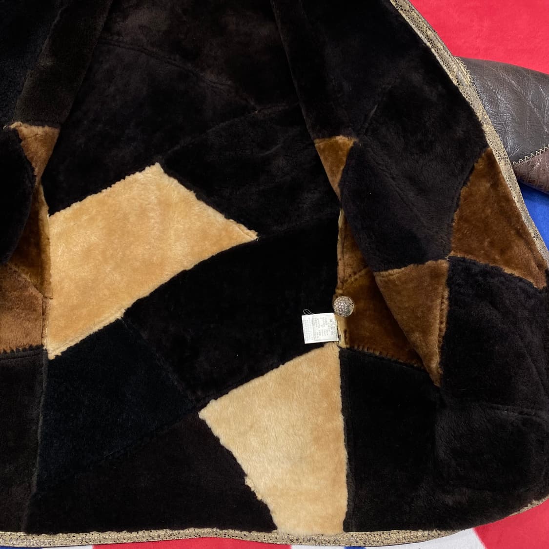 패치워크 양가죽 하프코트 실측 100 상품이미지5