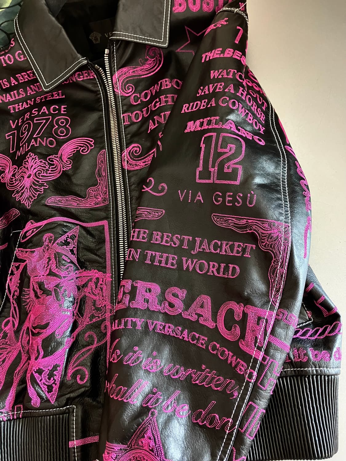 베르사체 자수 가죽자켓 상품이미지9
