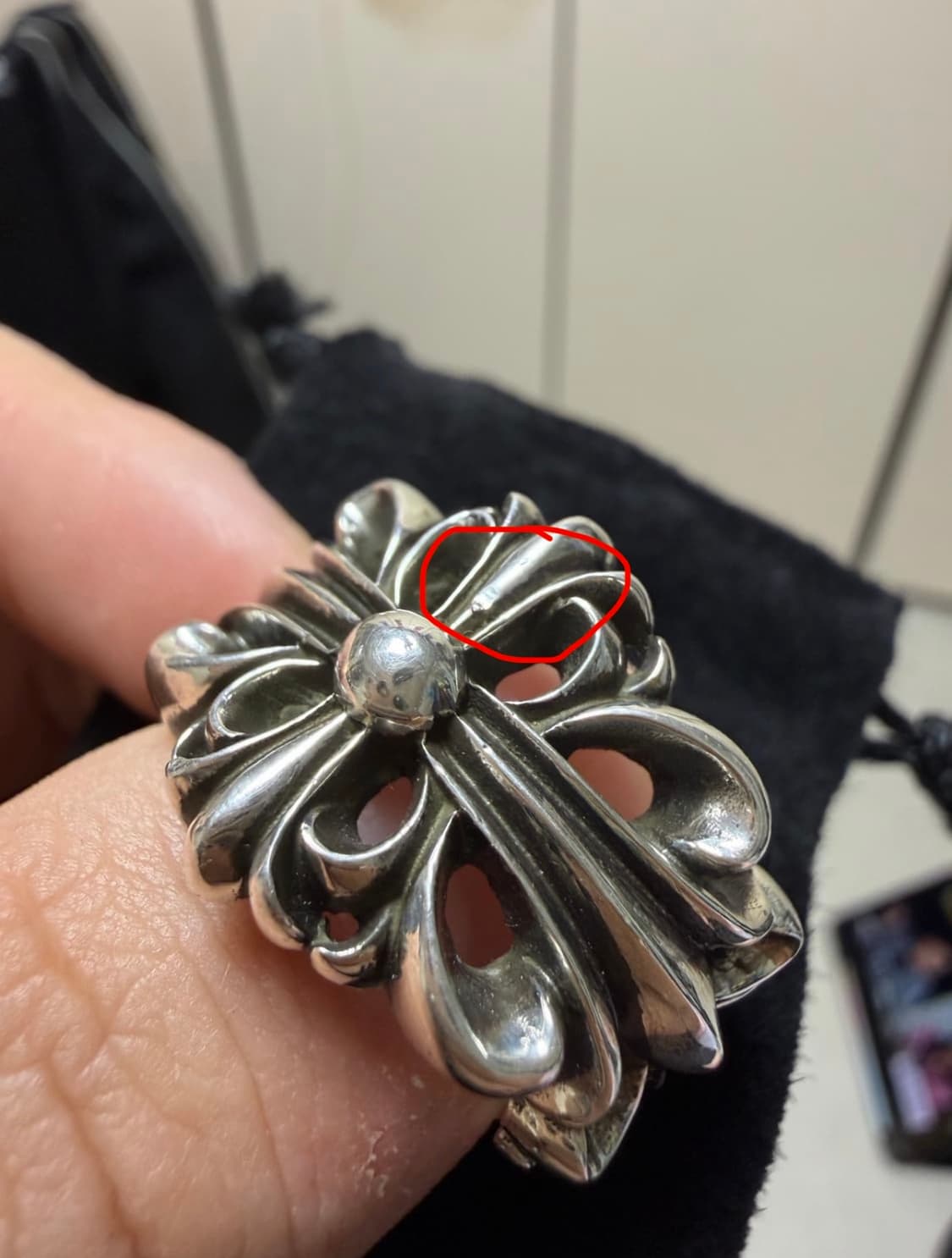 [US11] (새상품) 크롬하츠 더블플로랄 크로스링 상품이미지6