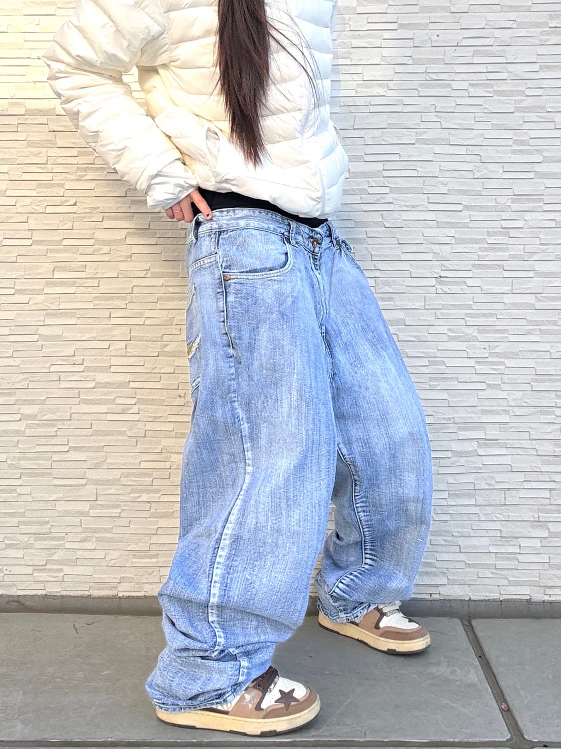 90s SEAN JOHN 올드스쿨 미디엄블루 오버사이즈 와이드 데님 팬츠 상품이미지2