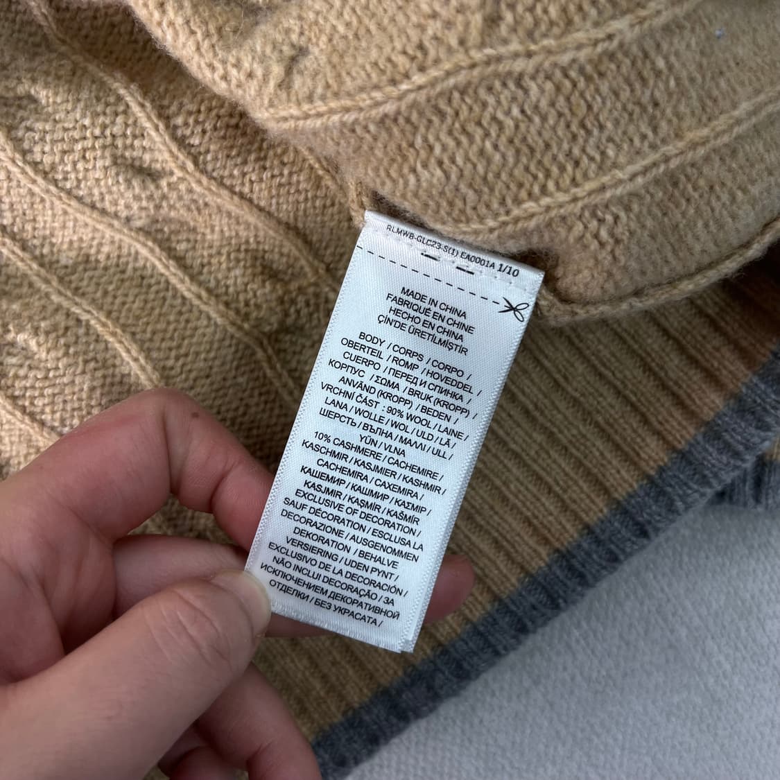 100 폴로랄프로렌 신형라벨 캐시미어 울 꽈배기 가디건  상품이미지5