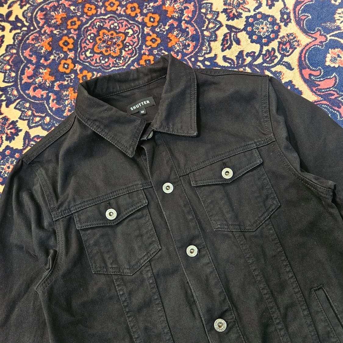 셔터 블랙 데님 트러커 자켓 M size 상품이미지2