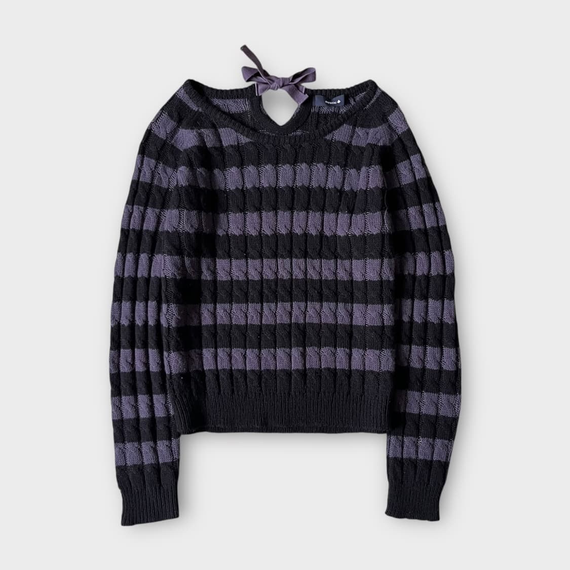 Japanese Vintage . 스트라이프 꽈배기 리본니트 상품이미지1