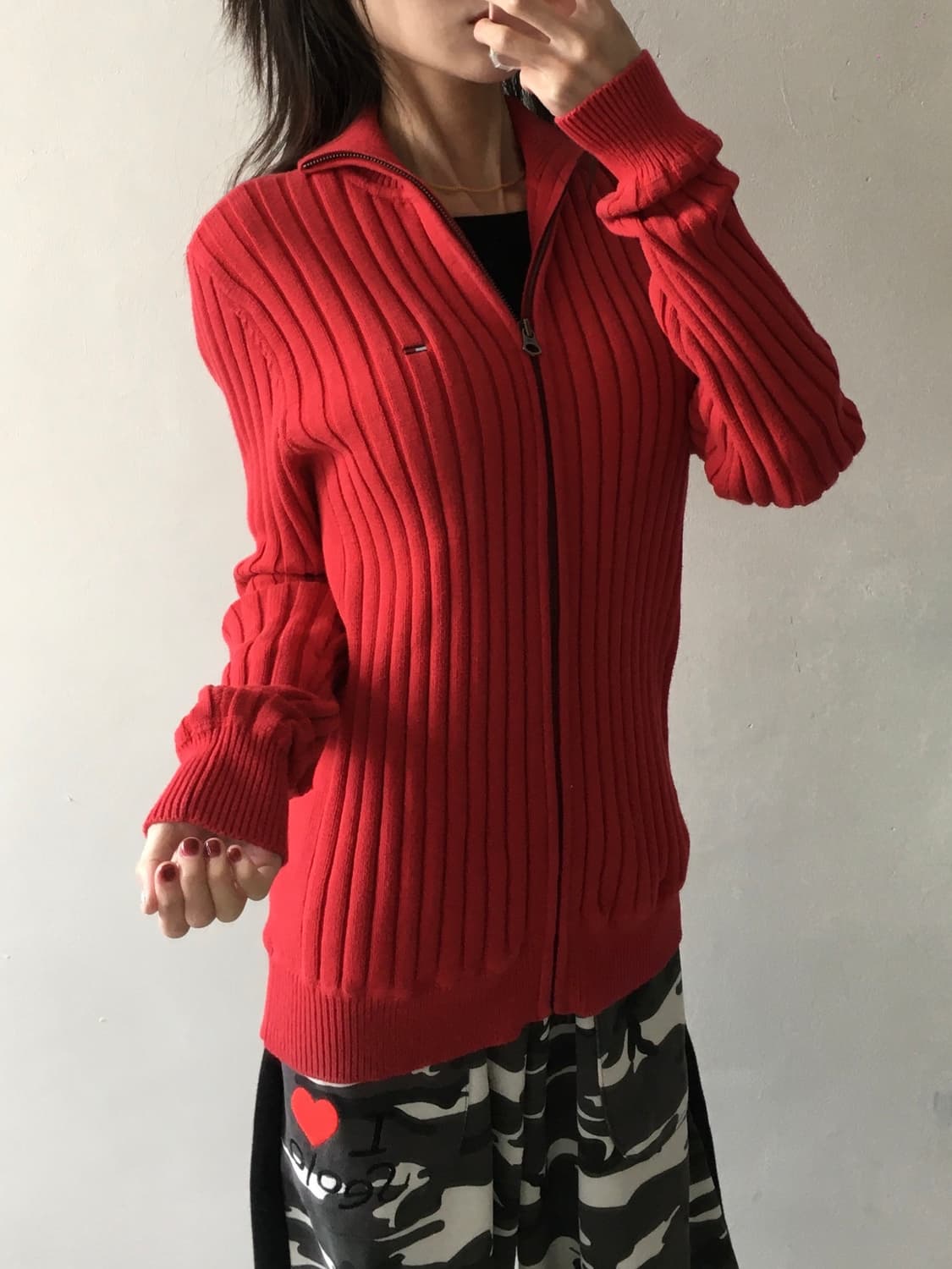 타미힐피거 스몰로고 니트카라집업 상품이미지2