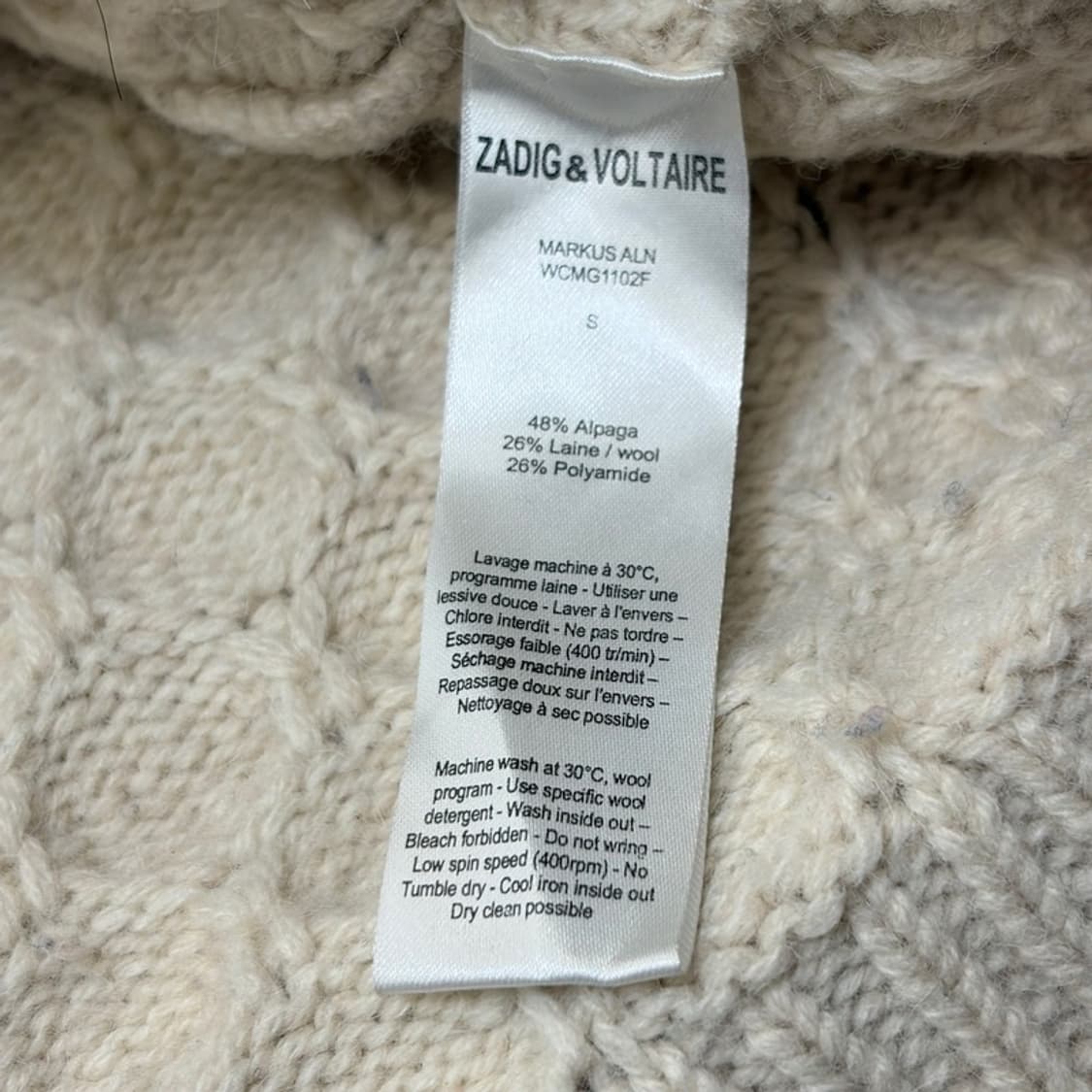 ZADIG&VOLTAIRE 알파카 울 크롭 스웨터 S 상품이미지4