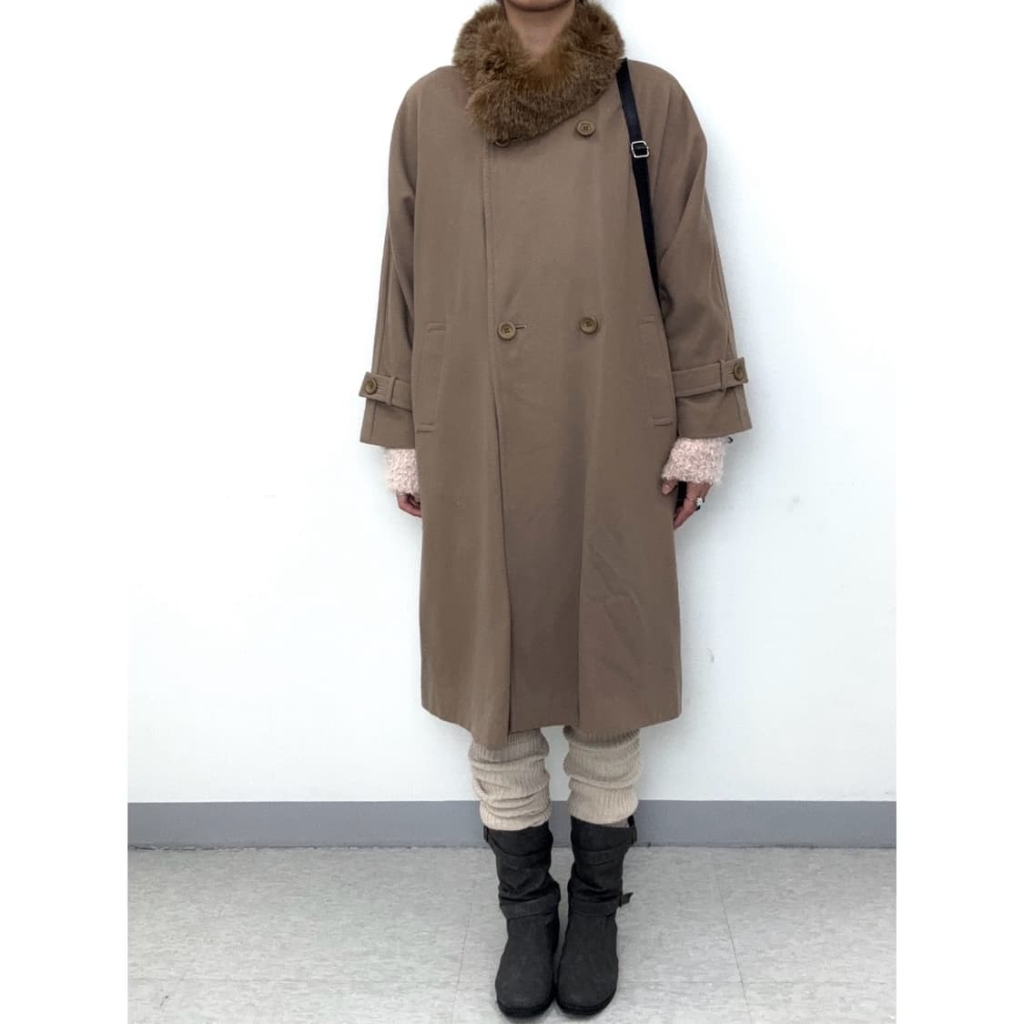 빈티지 브라운 더블 울 코트 상품이미지2