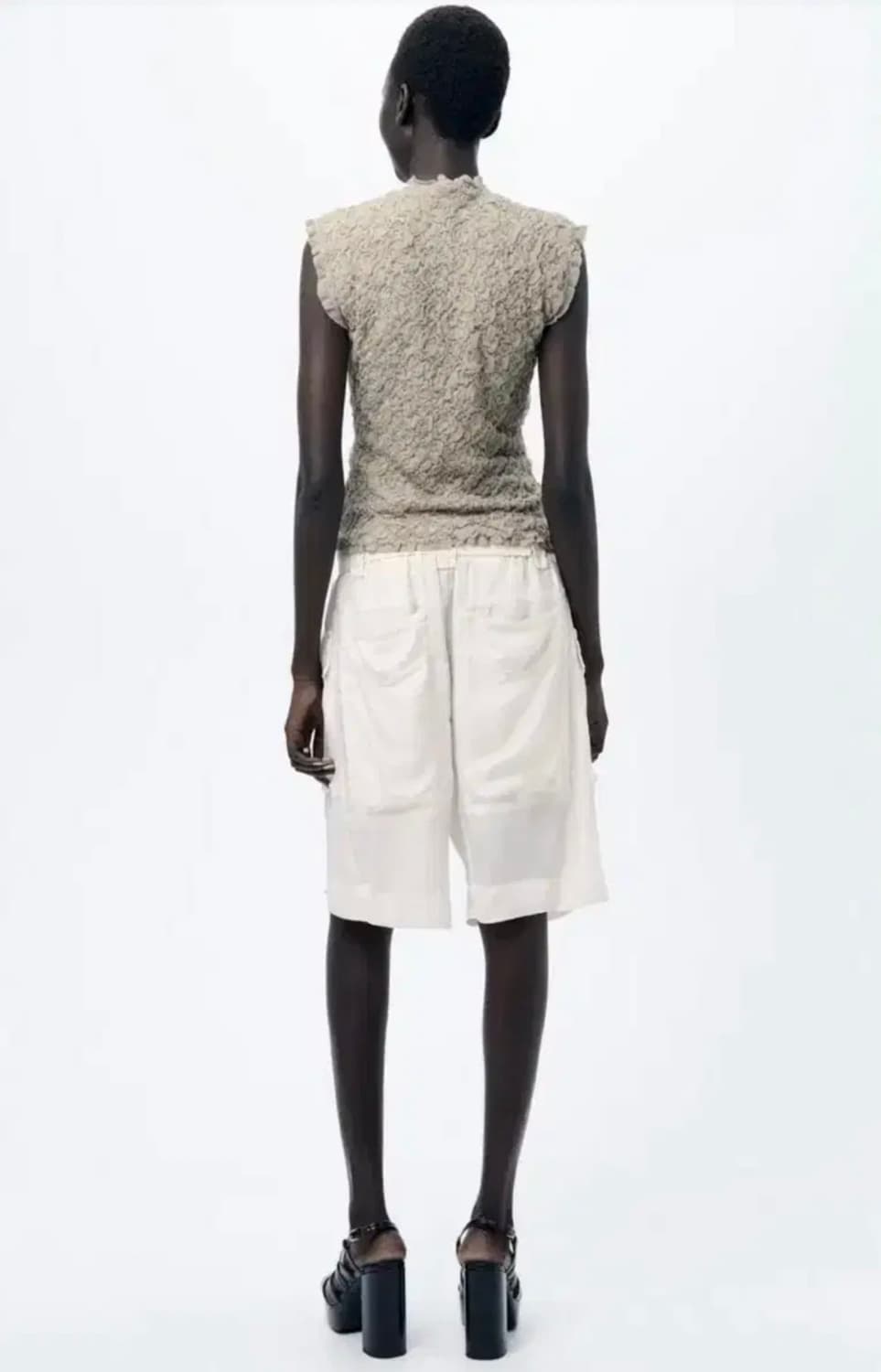 ZARA 자라 링클 이펙트 니트 탑, 자라 캡소매 티셔츠, 자라 링클 탑 상품이미지6