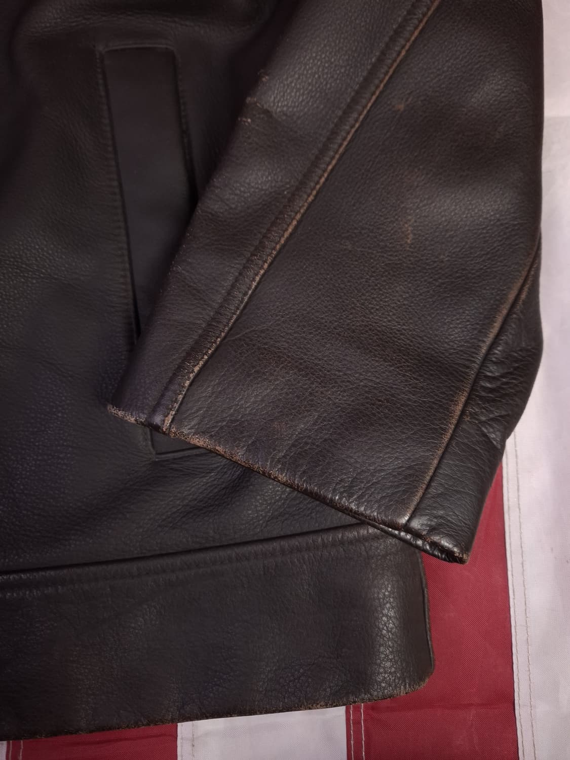 오리지날 국내산 다크리바이스 브라운 리얼레더 누박 자켓 상품이미지7