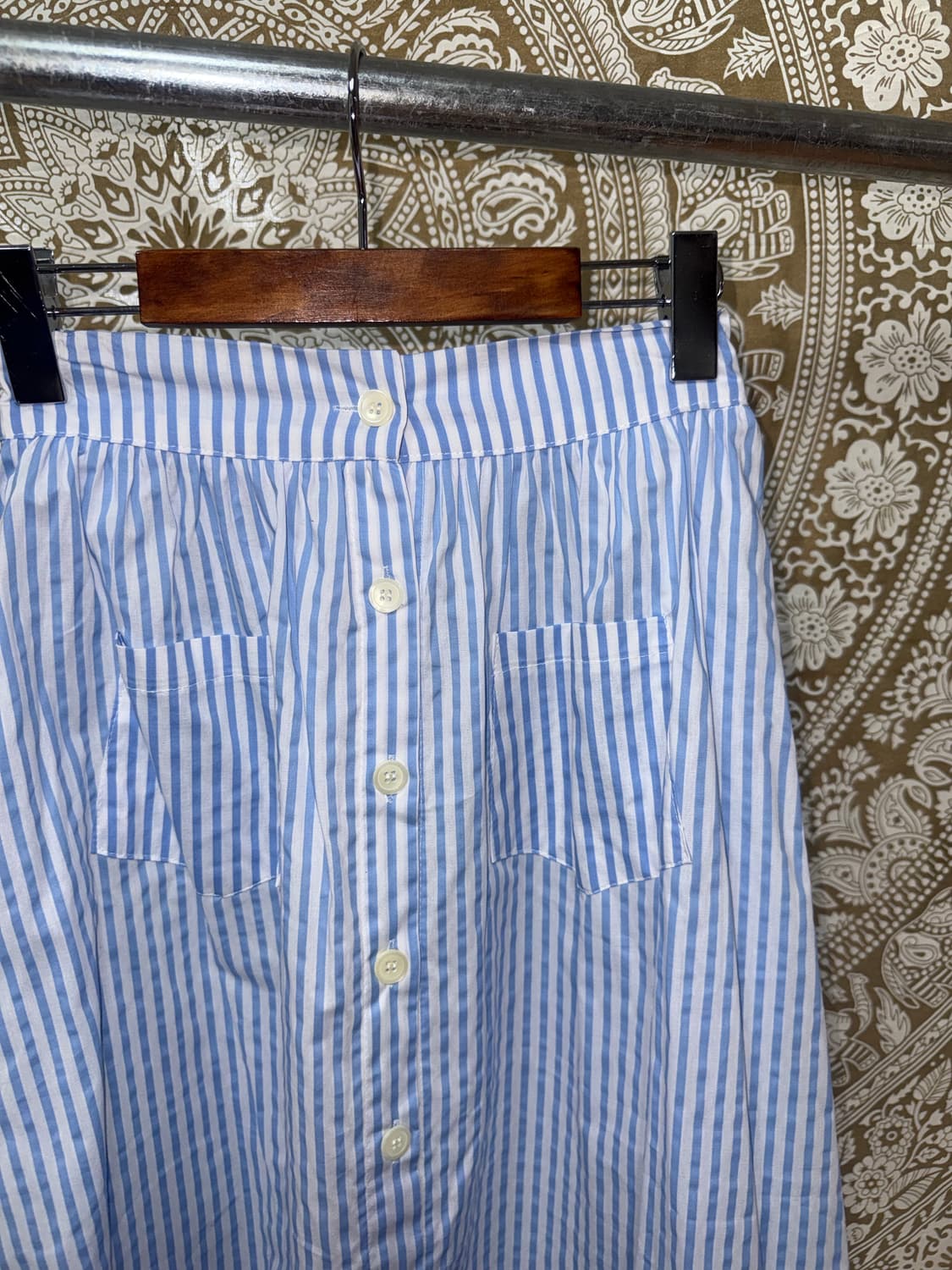 여성 밴딩 스트라이프 미디스커트  상품이미지4