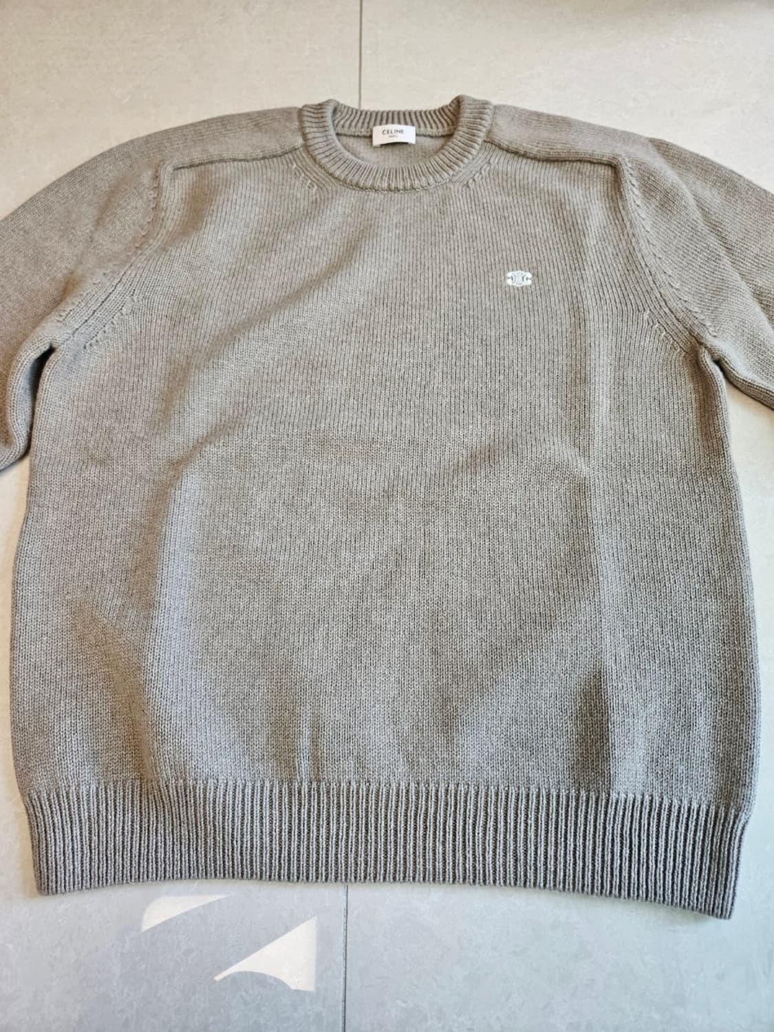 XL 셀린느 캐시미어 울 크루넥 트리옹페 스웨터 샌드  상품이미지10