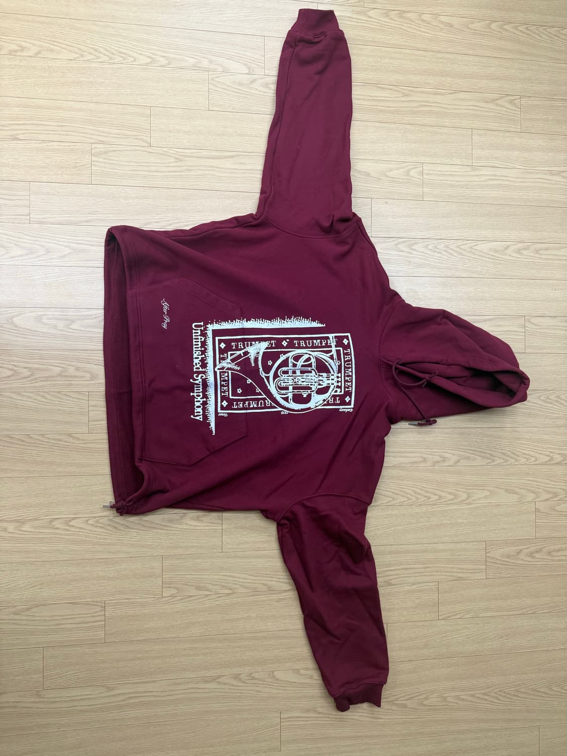 애프터프레이 프린트 스웨트 후디 버건디 상품이미지2