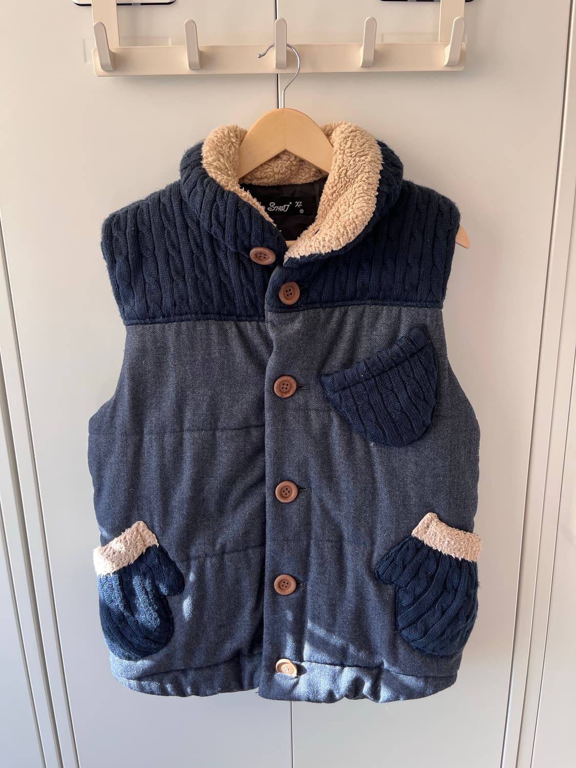 Up start 모리걸 장갑 주머니 니트 조끼 패딩 상품이미지6