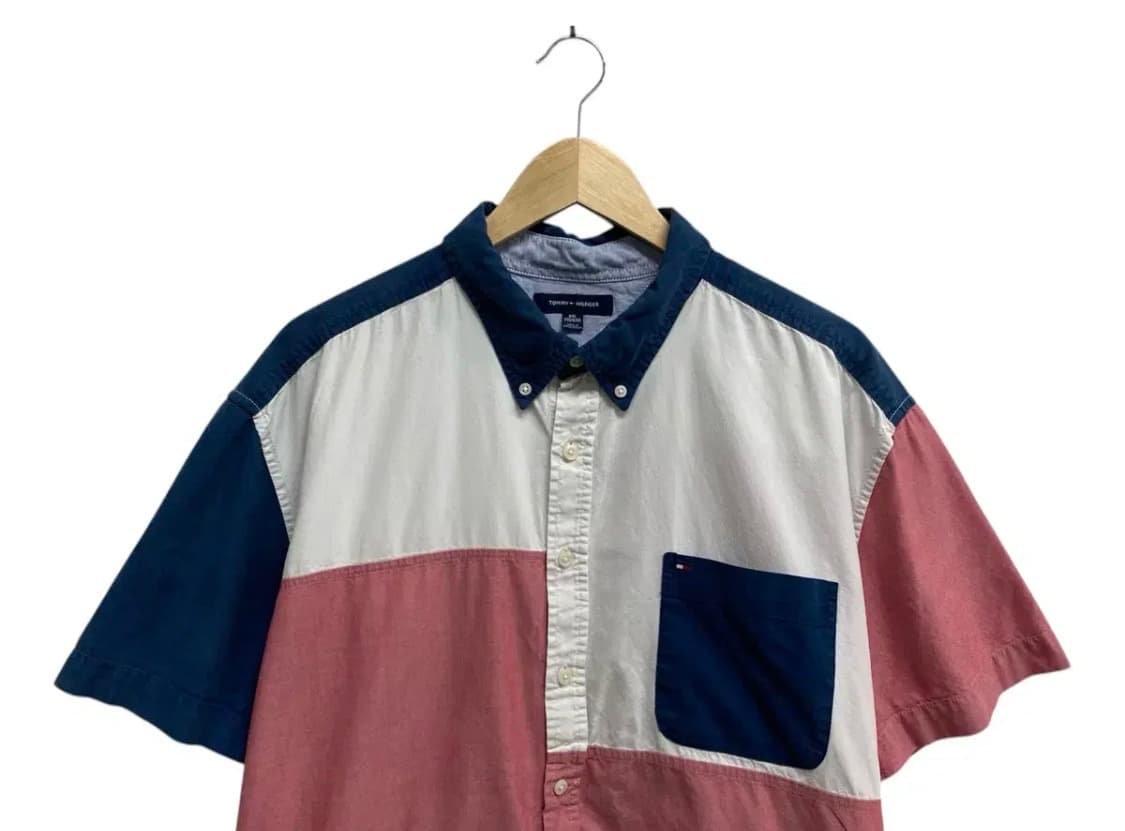 타미 90s빈티지 컬러블록 반팔 셔츠 2XL 상품이미지2