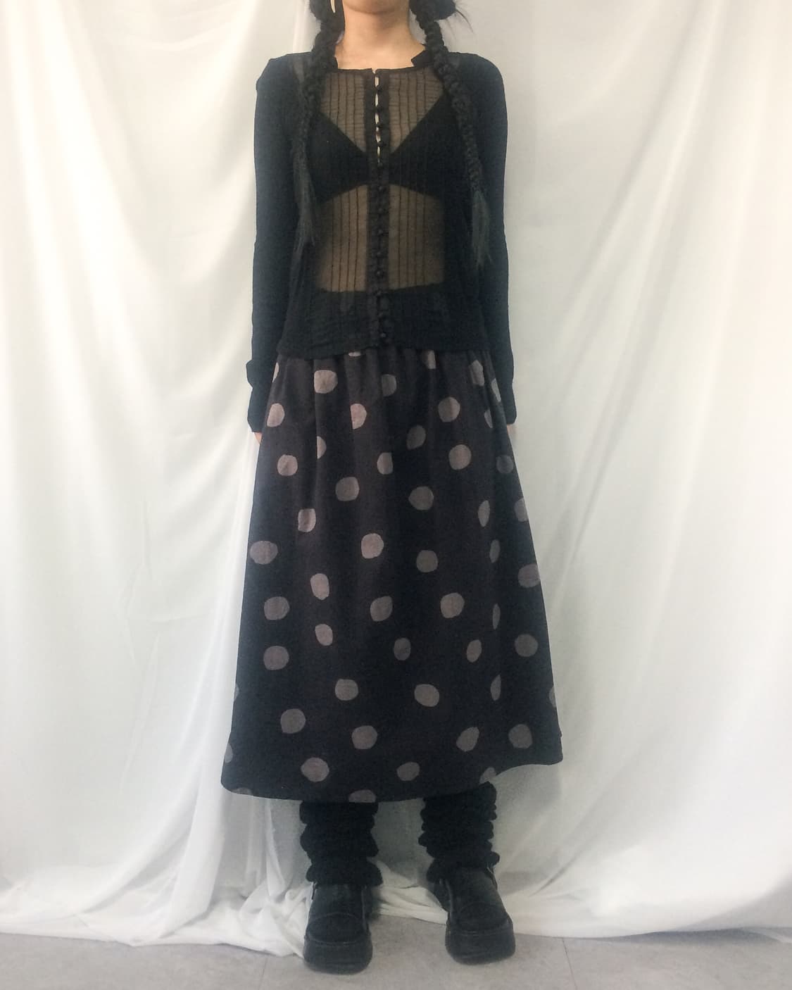 Dot pattern long skirt 상품이미지5