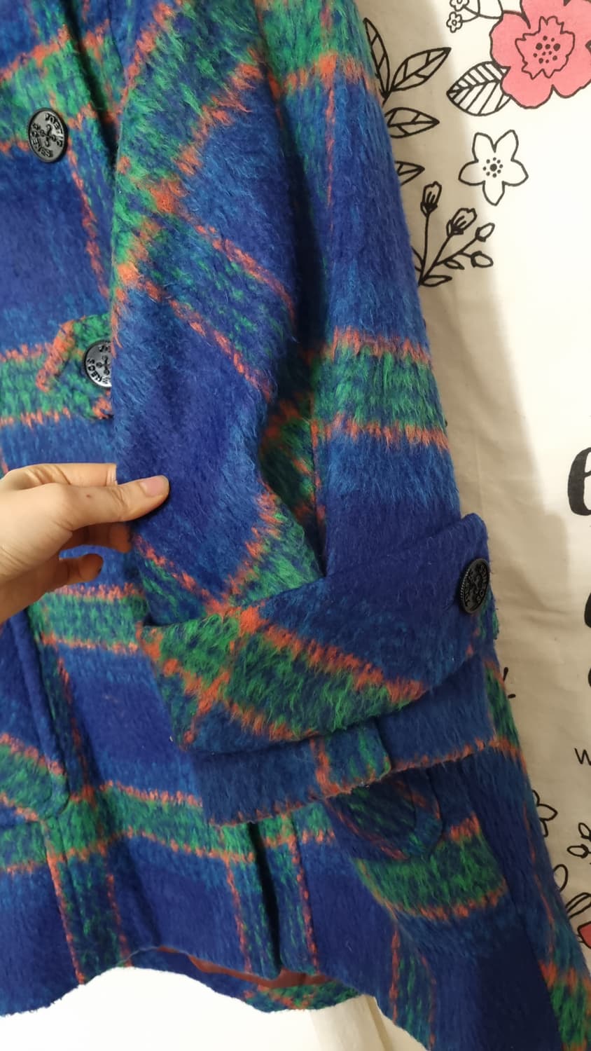 코오롱 MAXZA 컬렉션 체크 패턴 볼륨소매 하프코트 상품이미지6