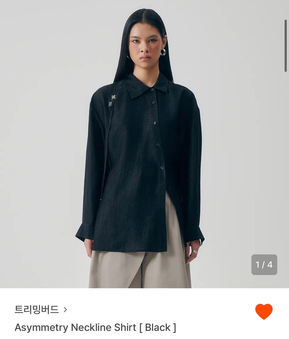 트리밍버드 asymmetry neckline shirts 블랙 셔츠 상품이미지1