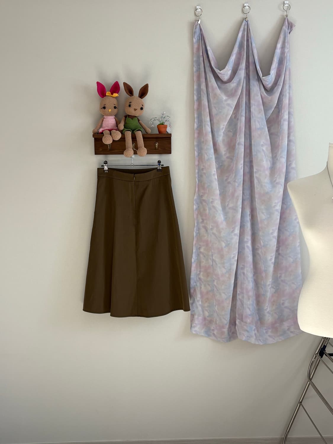 카키 미디 스커트 상품이미지2