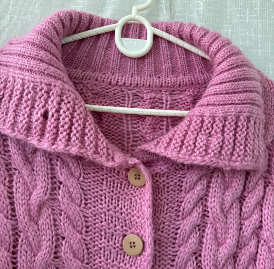 니트 카라 가디건 핑크  주머니 모리걸 러블리 상품이미지3