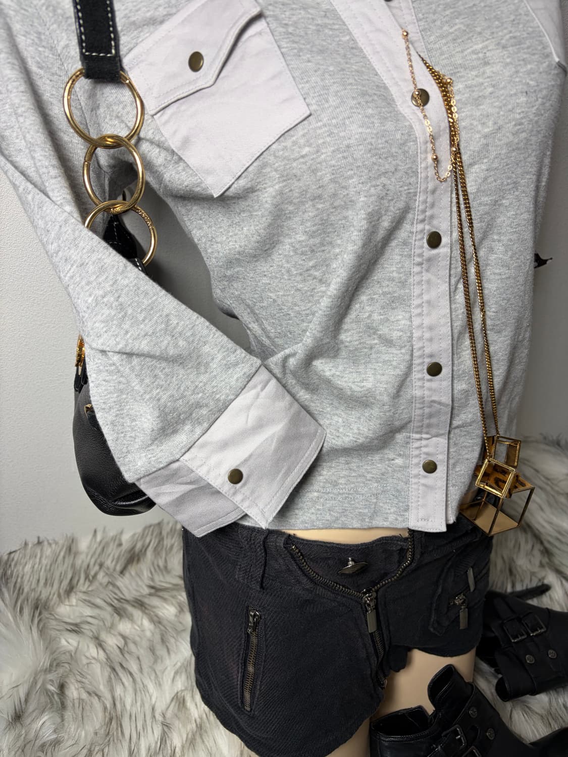 Y2k 버튼 긴팔 탑 상품이미지3