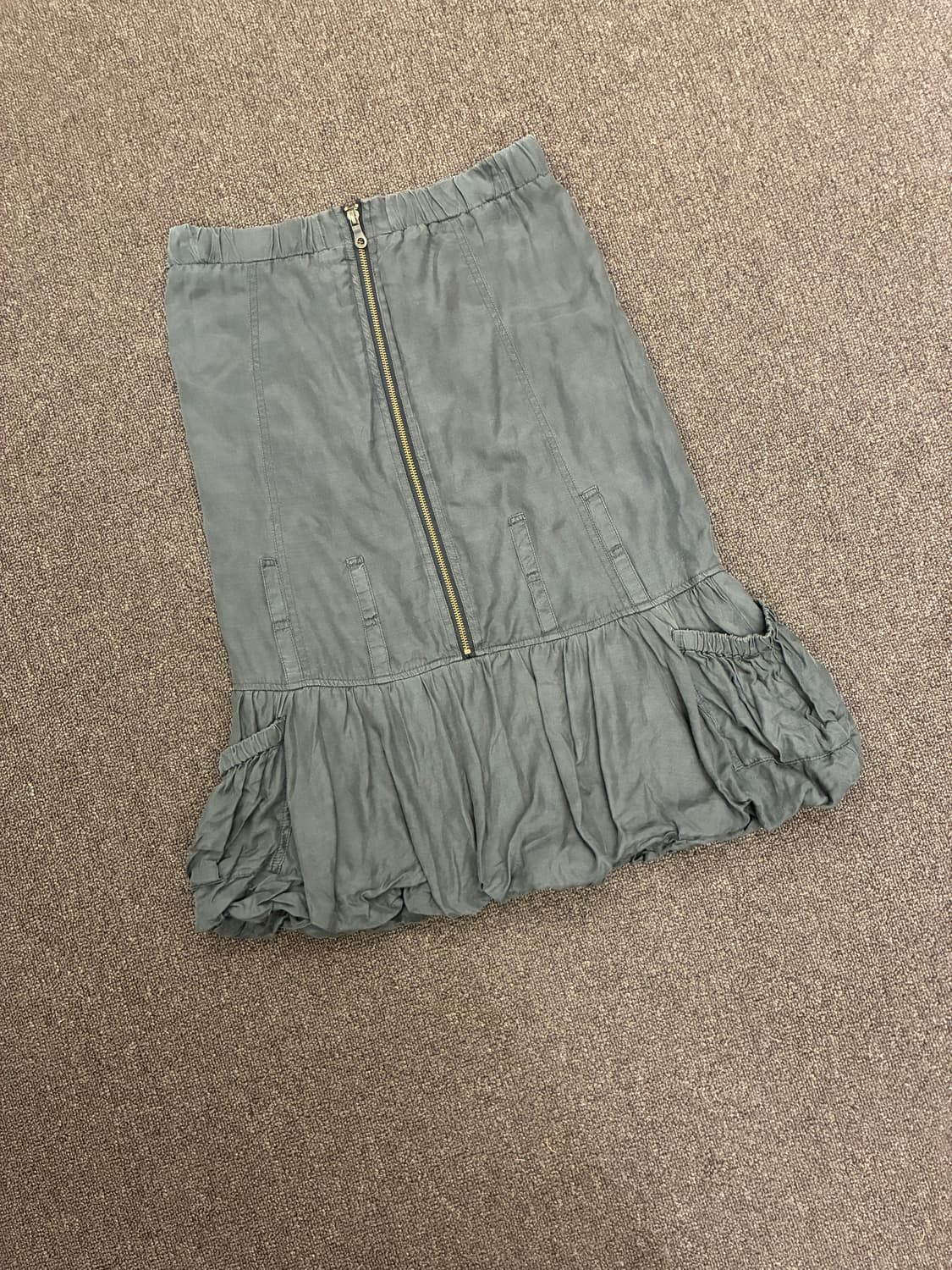 OS)Japanese vintage 여성 지퍼 디자인 프릴 미디 스커트 상품이미지2