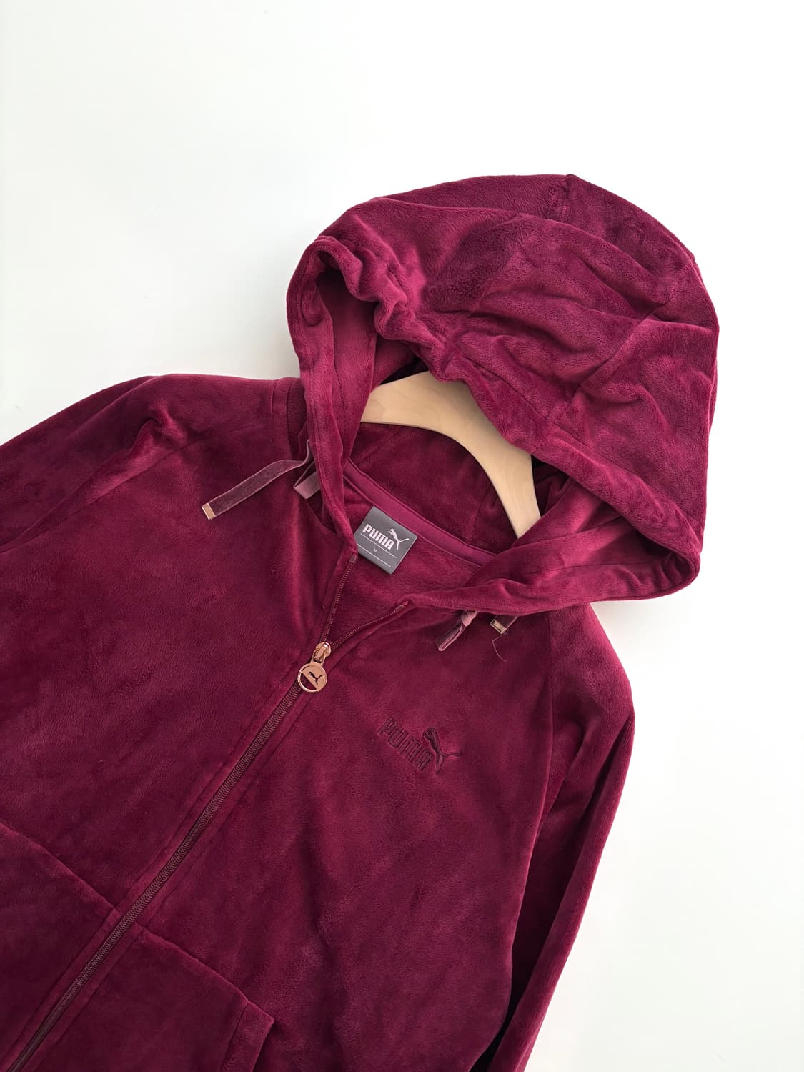 Puma 퓨마 버건디컬러 벨벳 후드집업 상품이미지4