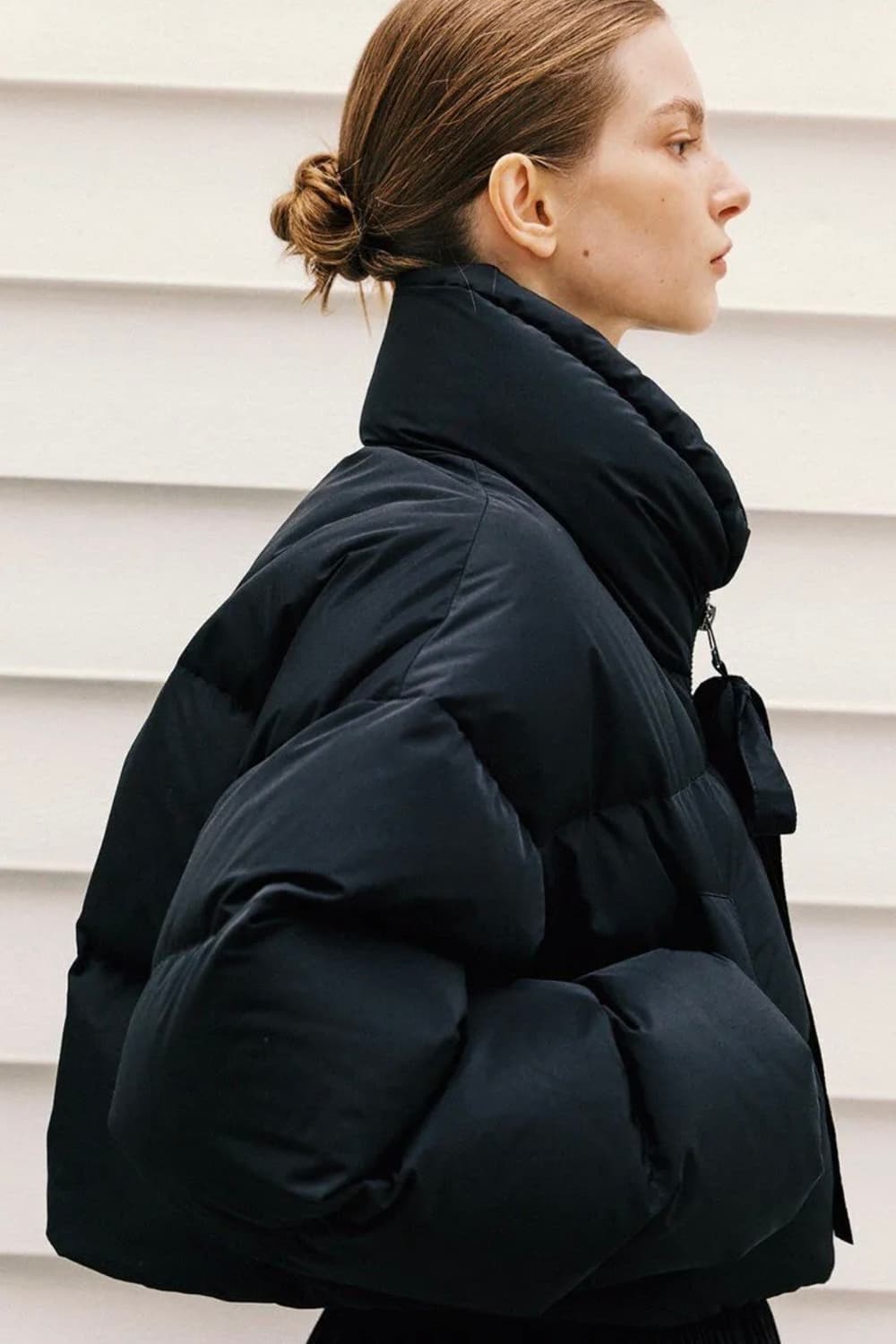 더티스 리본 숏 구스다운 패딩 블랙 상품이미지2