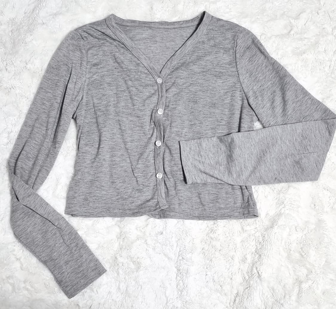 [새상품] 그레이 회색 크롭 가디건  상품이미지1