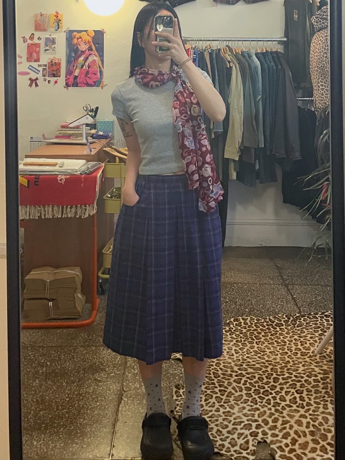 와인 플라워패턴 스카프 [무배] 상품이미지3
