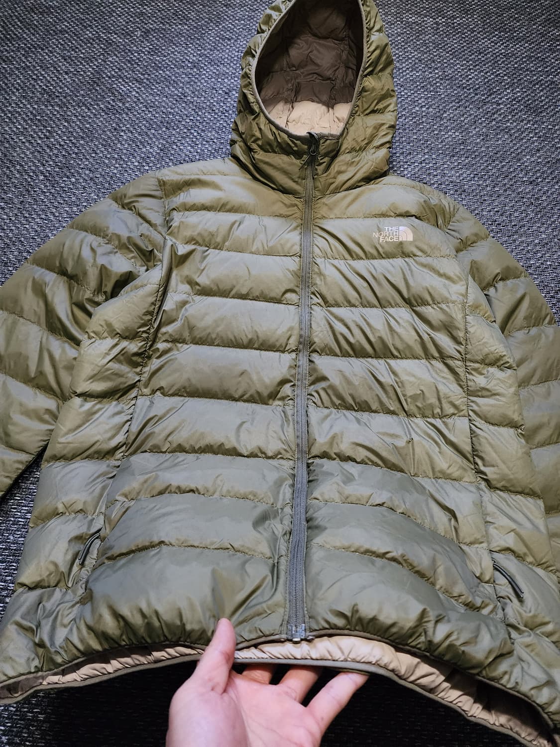노스페이스 버몬트 후드 패딩 카키 상품이미지6